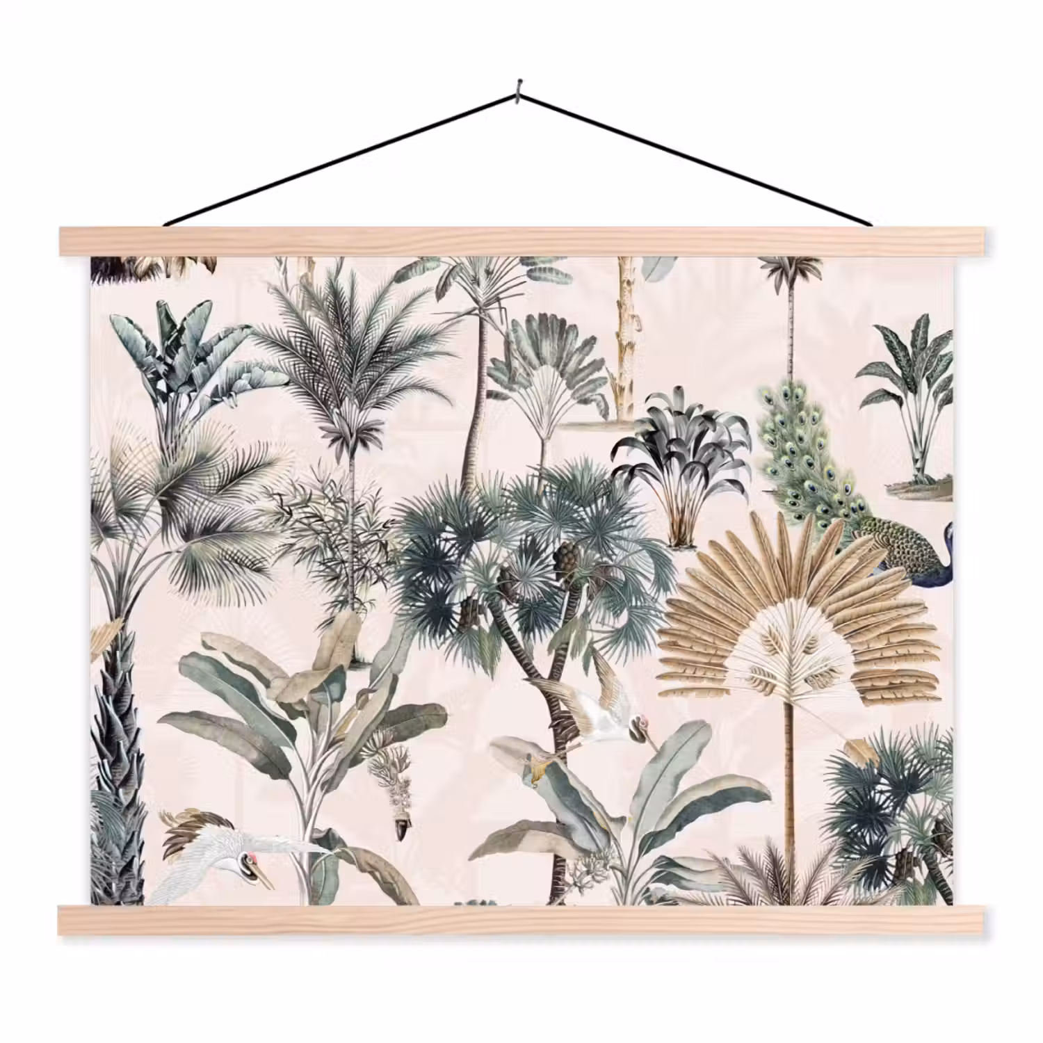 Bladeren - Monstera - Jungle - Tropical textielposter latten blank klein -3d