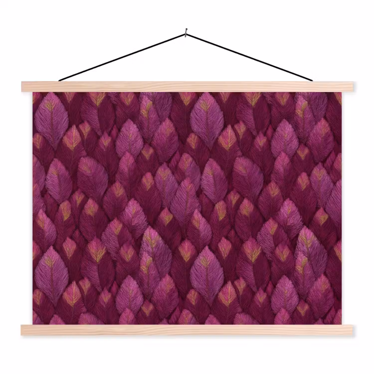 Bladeren - Patroon - Burgundy textielposter latten blank klein 122 -3d