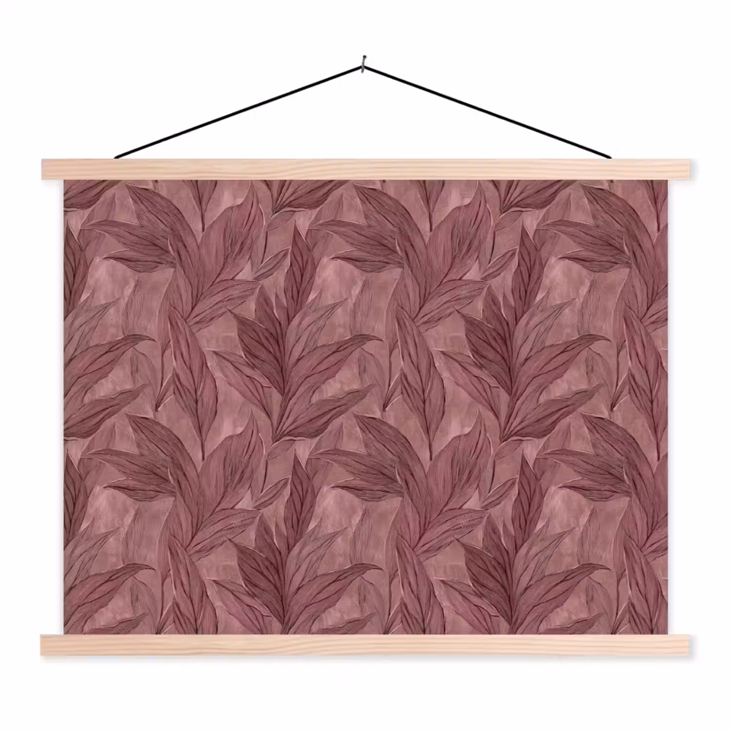 Bladeren - Patroon - Paars textielposter latten blank klein 122 -3d