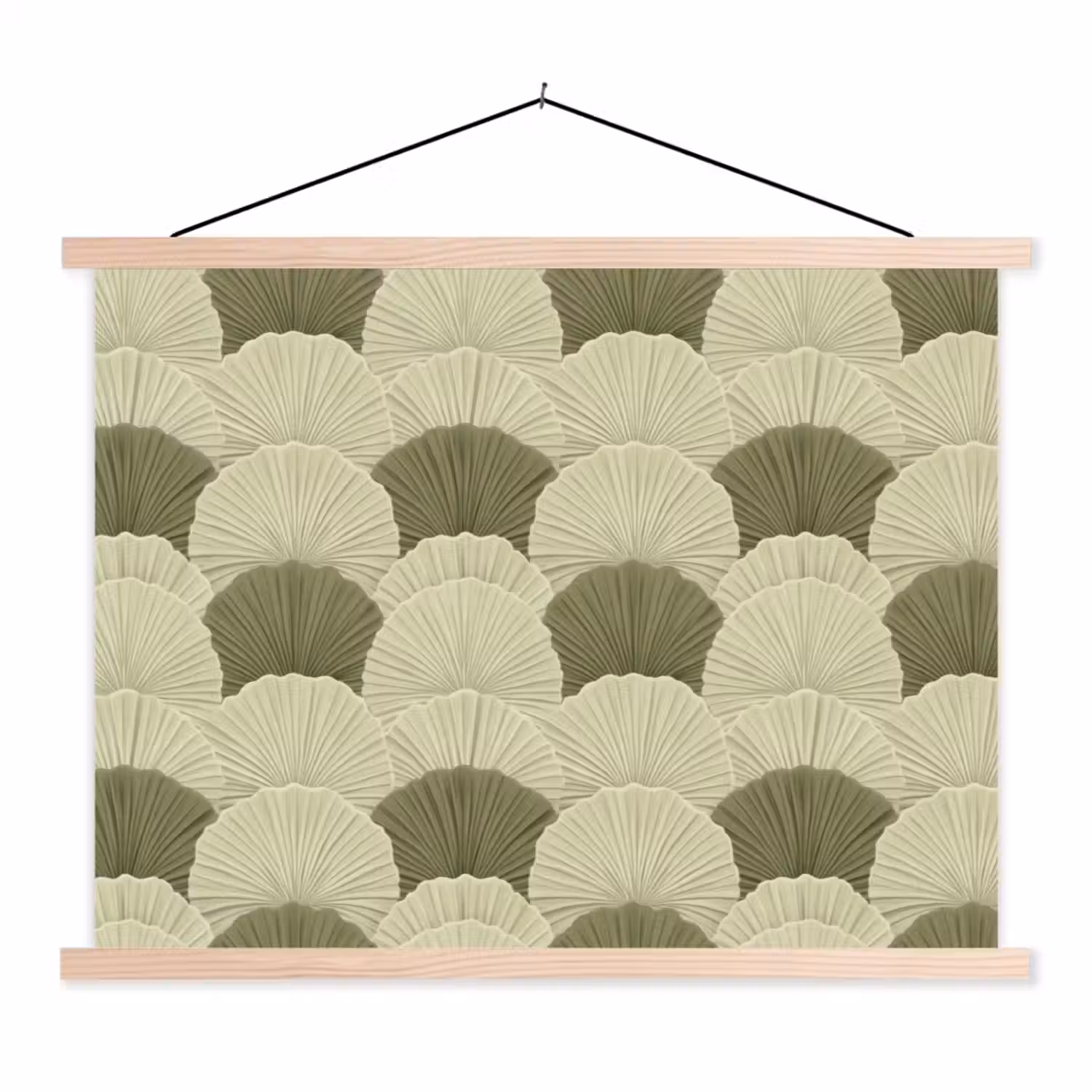 Bladeren - Structuur - Groen textielposter latten blank klein 122 -3d