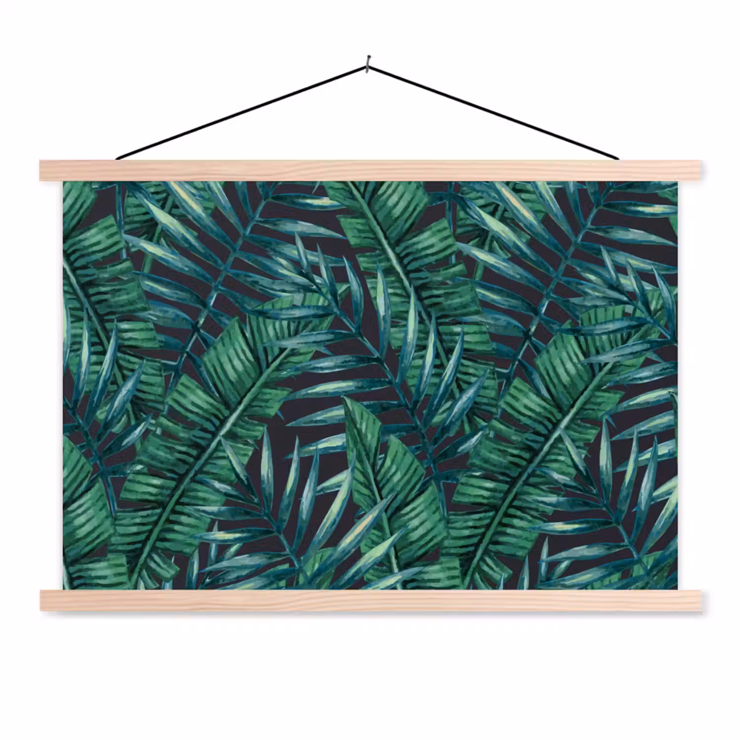Bladeren - Tropical - Jungle textielposter latten blank klein -3d