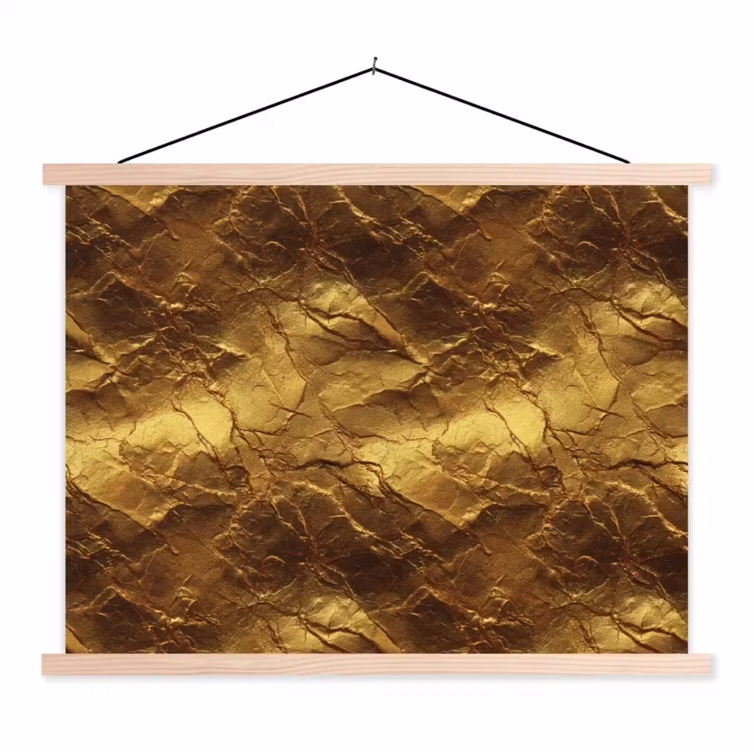 Bladgoud - Textuur - Goud textielposter latten blank klein 122 -3d