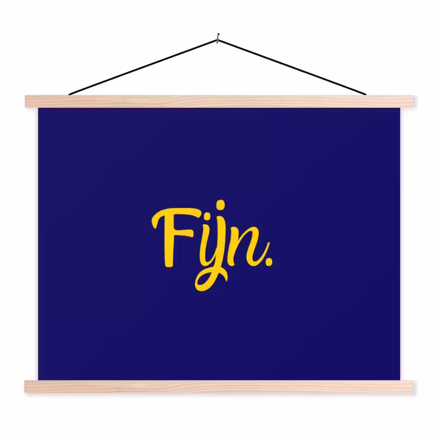 Blauw - Geel - Fijn textielposter latten blank klein -3d