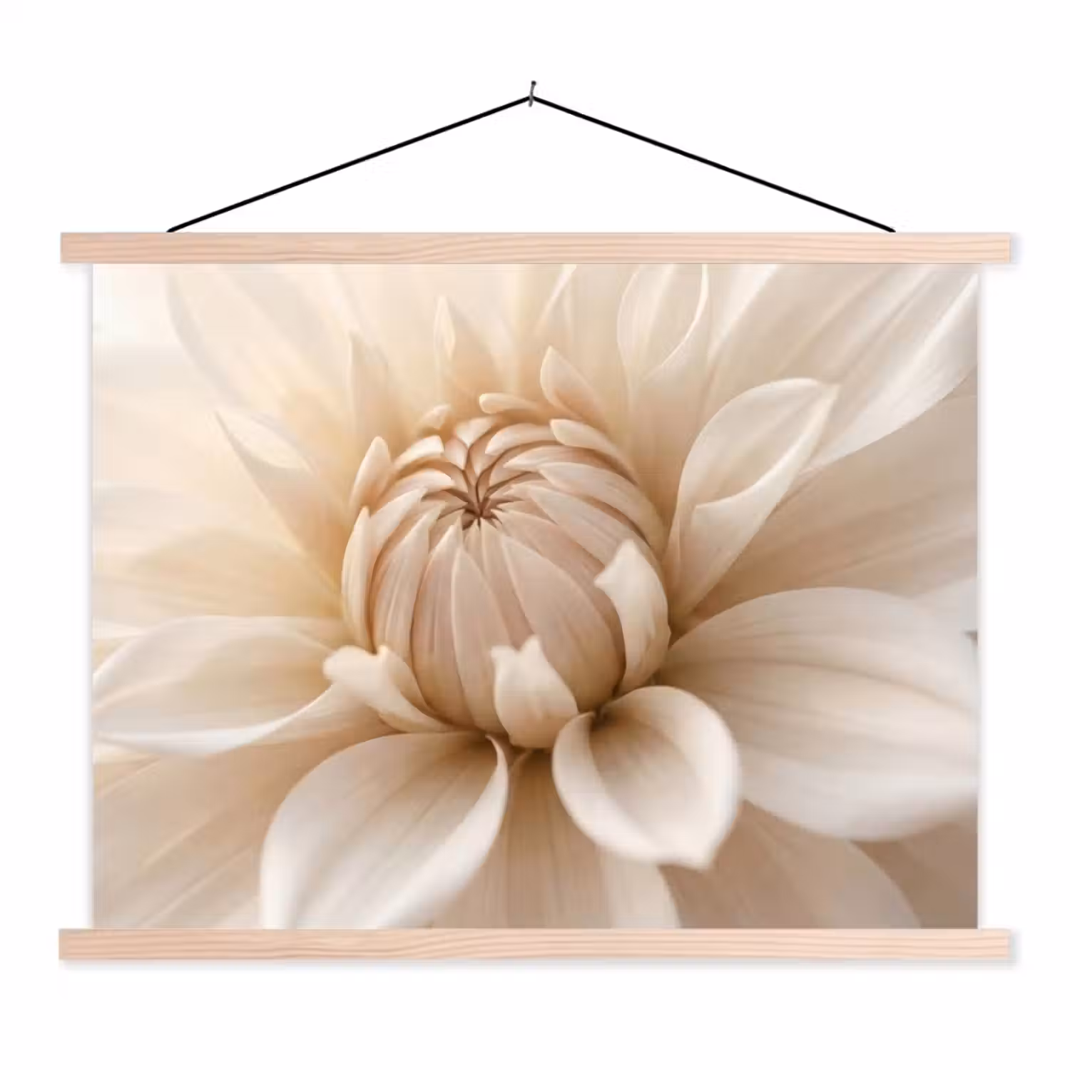 Bloem - Dahlia - Wit textielposter latten blank klein -3d