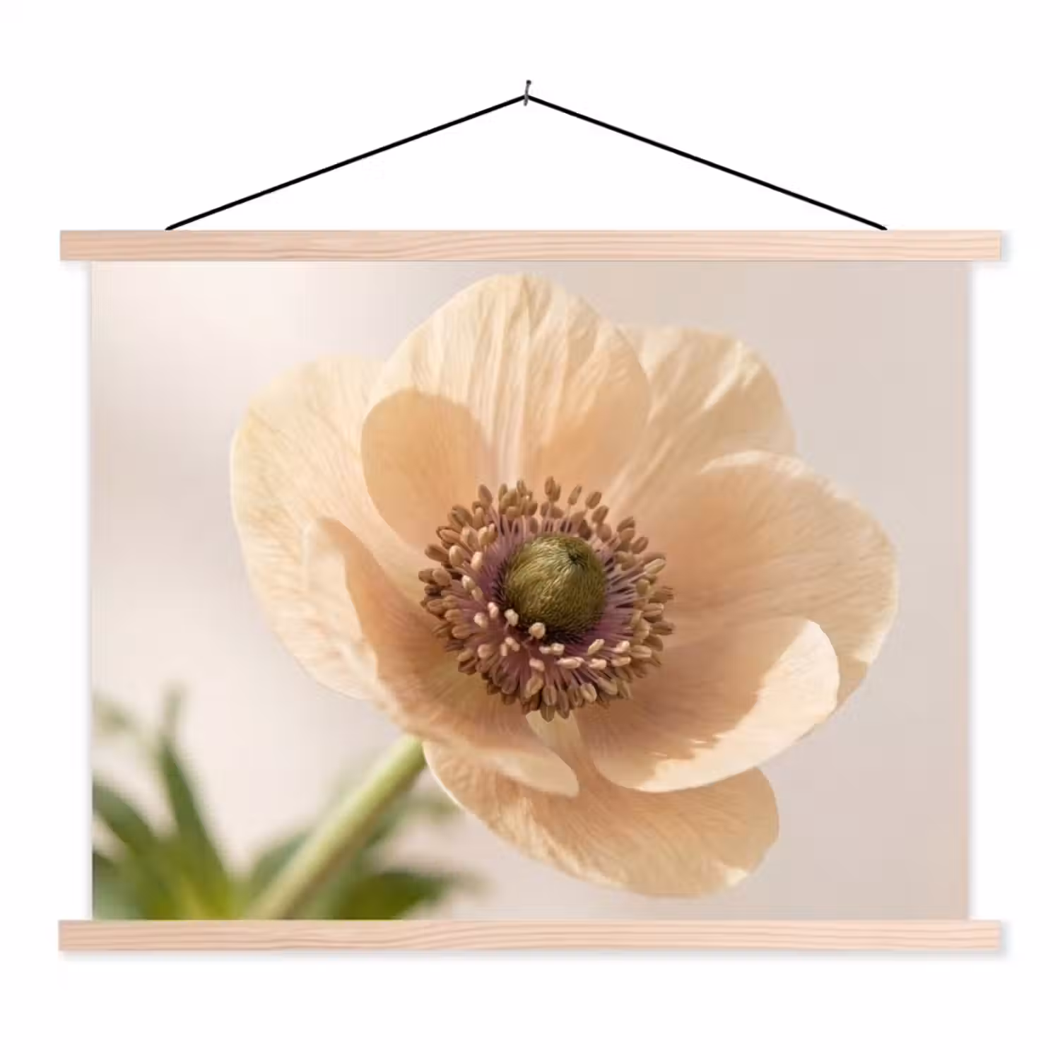 Bloem - Minimalistisch - Groen textielposter latten blank klein -3d
