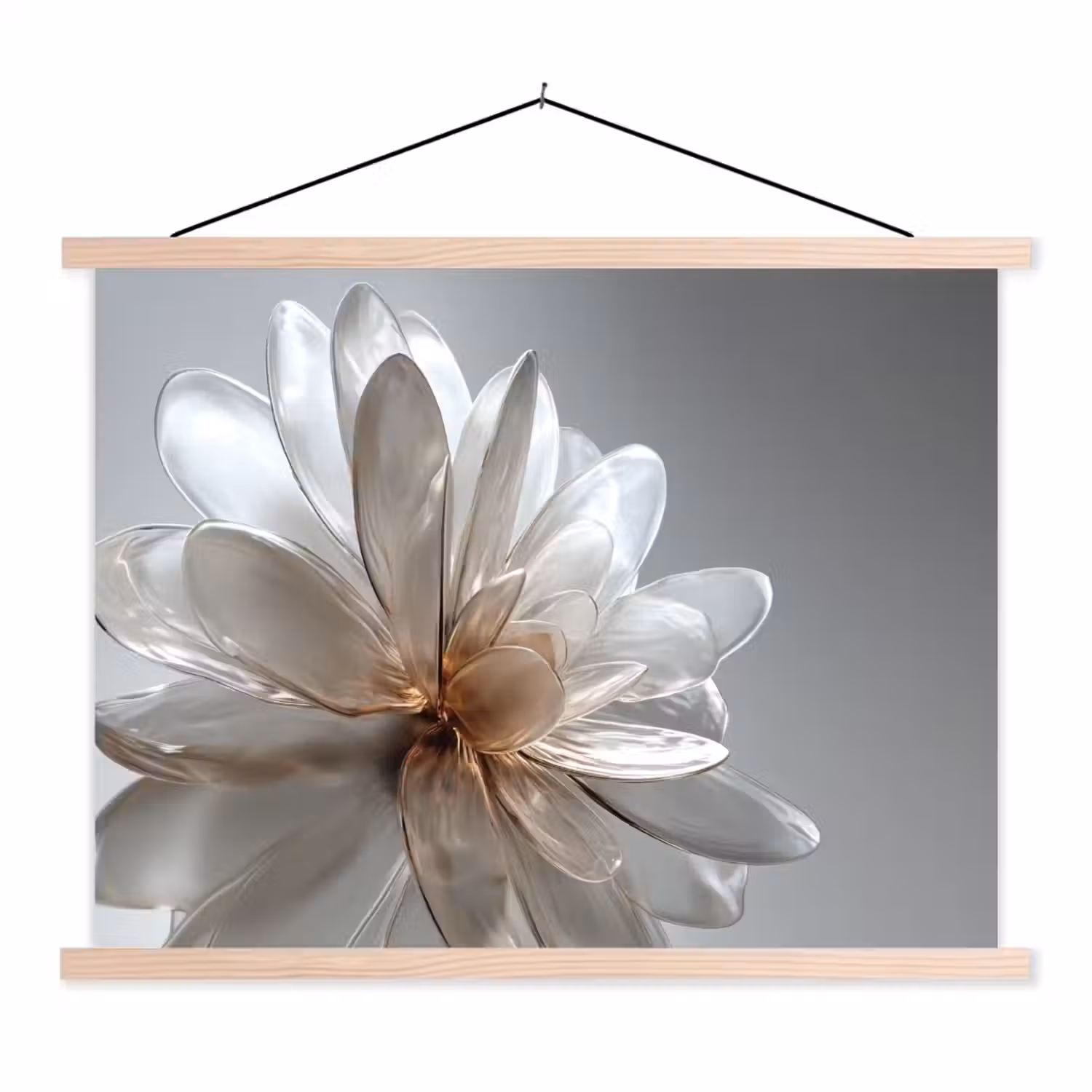 Bloem - Wit - Neutraal textielposter latten blank klein -3d