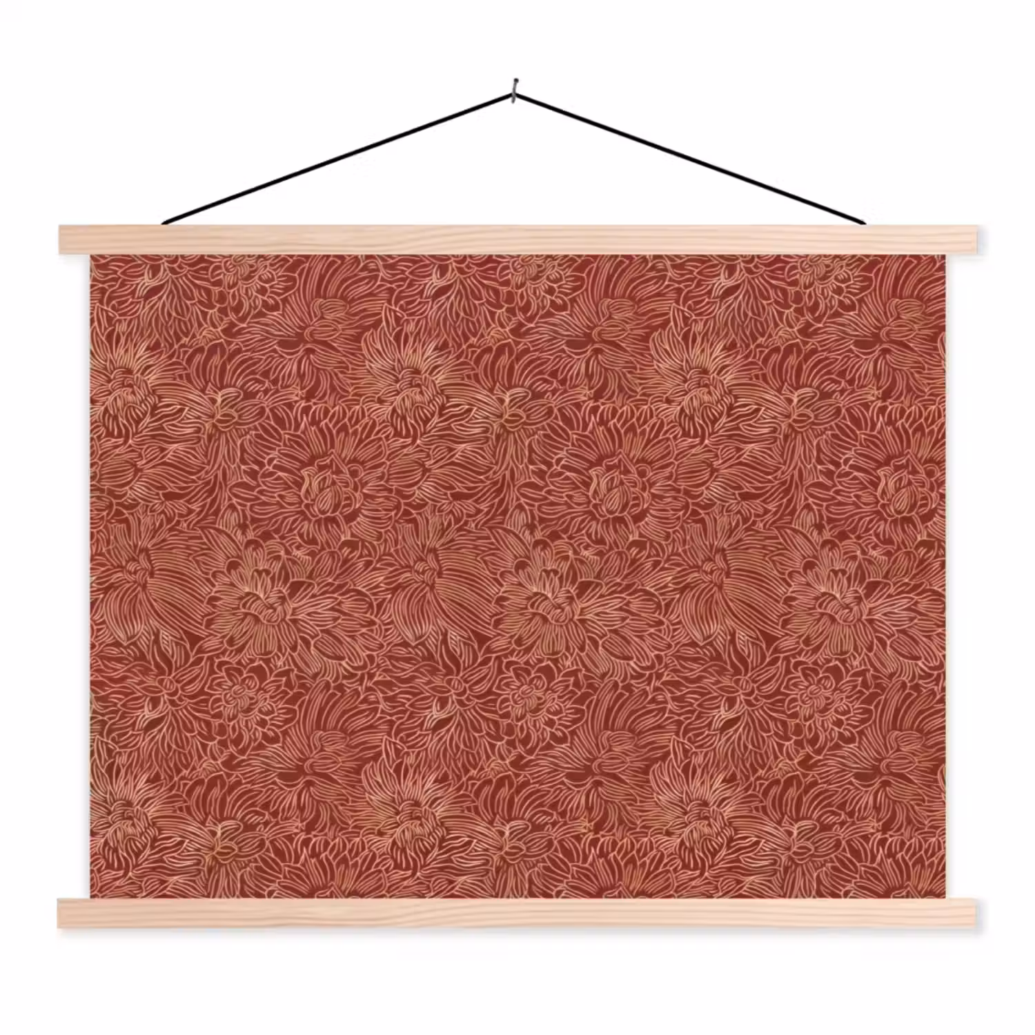 Bloemen - Motief - Rood textielposter latten blank klein 122 -3d