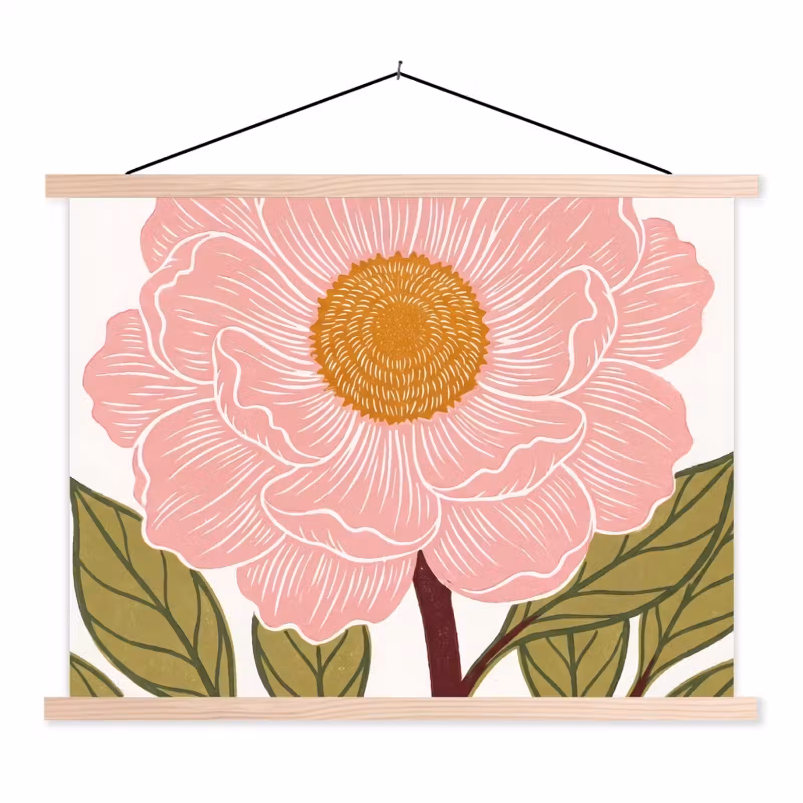 Schoolplaat - Bloemen - Roze - Illustratie - Bloemen - Roze - Illustratie textielposter latten blank klein