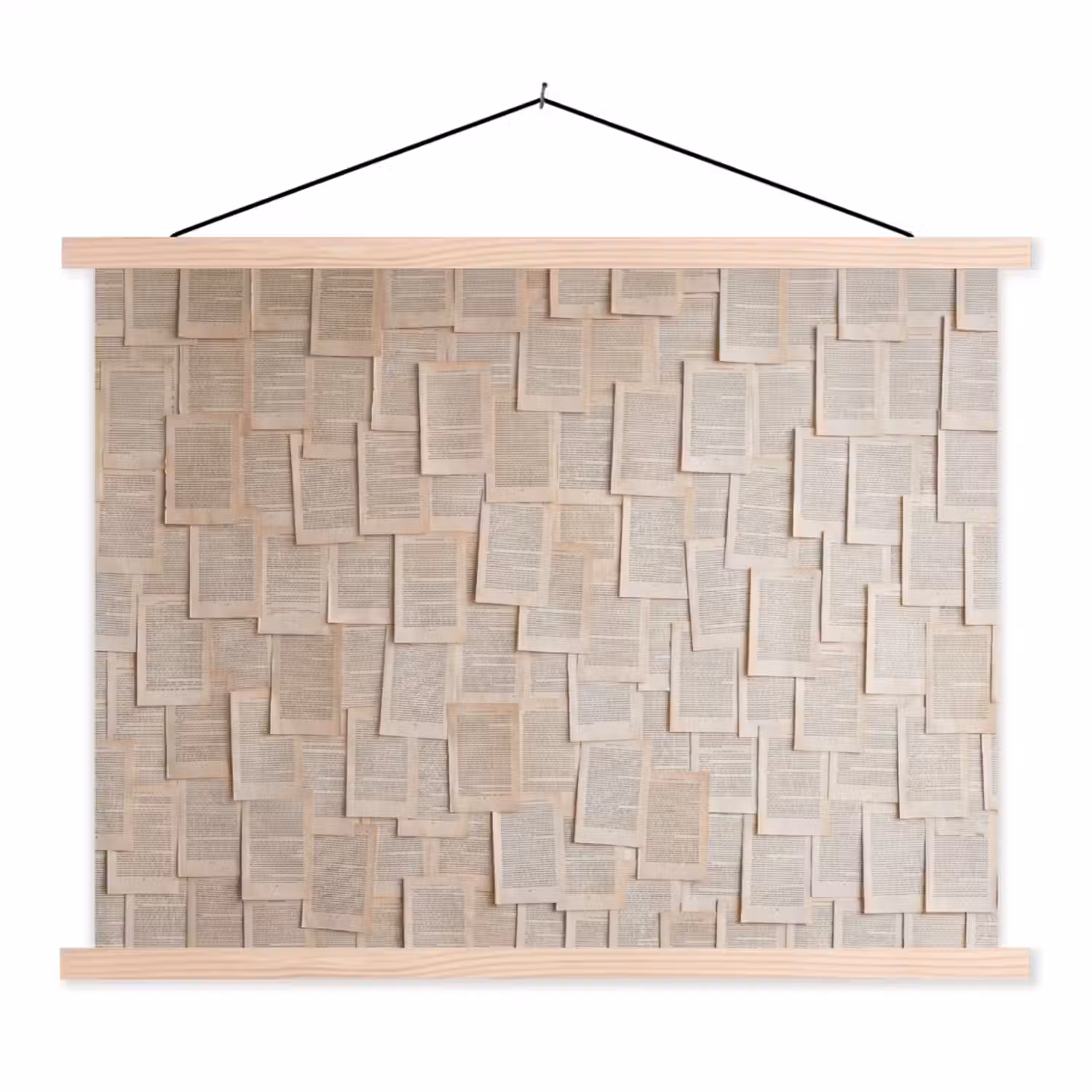 Boekpagina - Collage - Literatuur - Vintage - Beige textielposter latten blank klein -3d