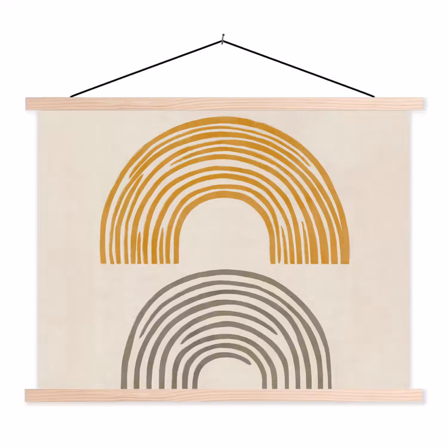 Bogen - Lijnen - Oranje - Minimalistisch textielposter latten blank klein -3d