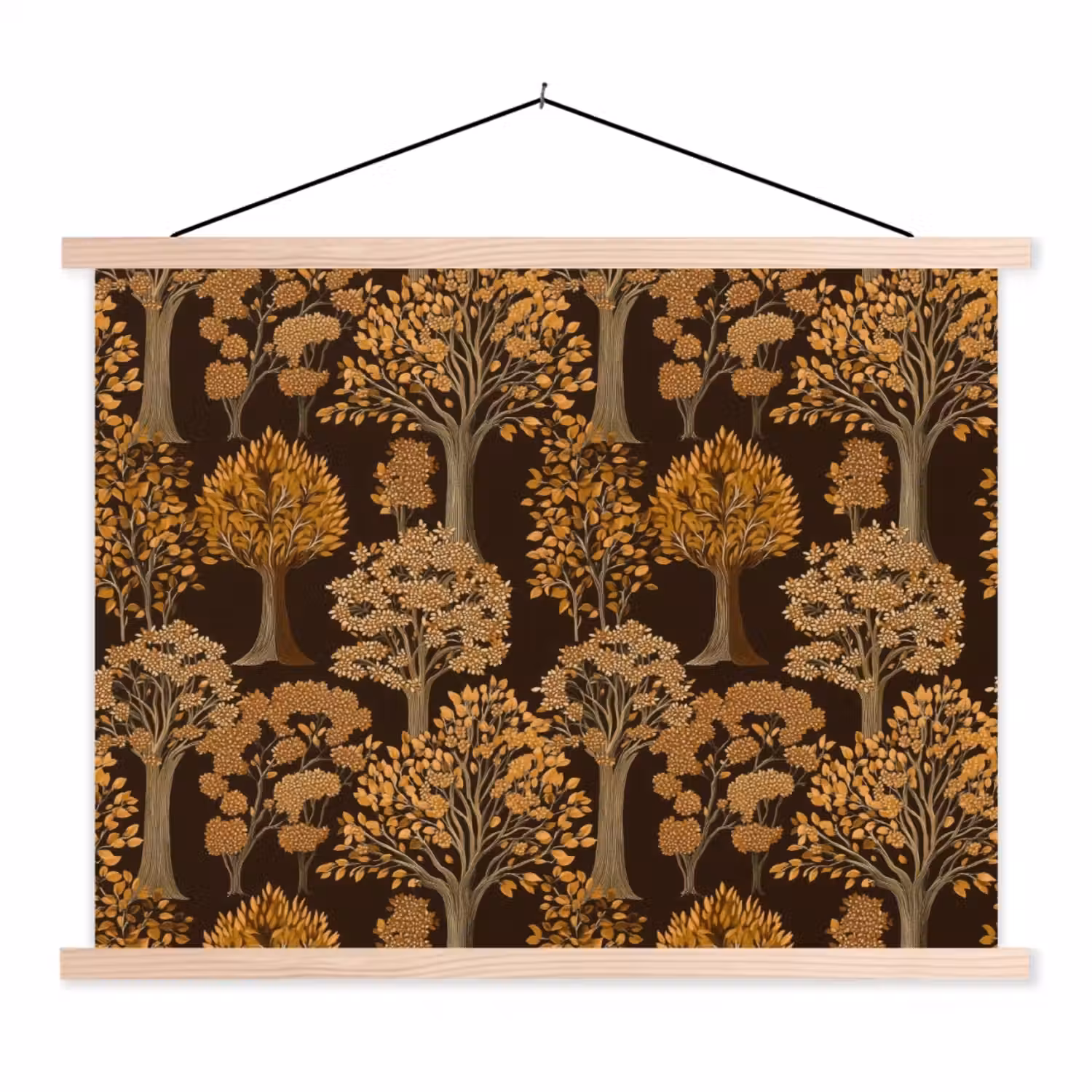 Bomen - Patroon - Bruin textielposter latten blank klein 122 -3d