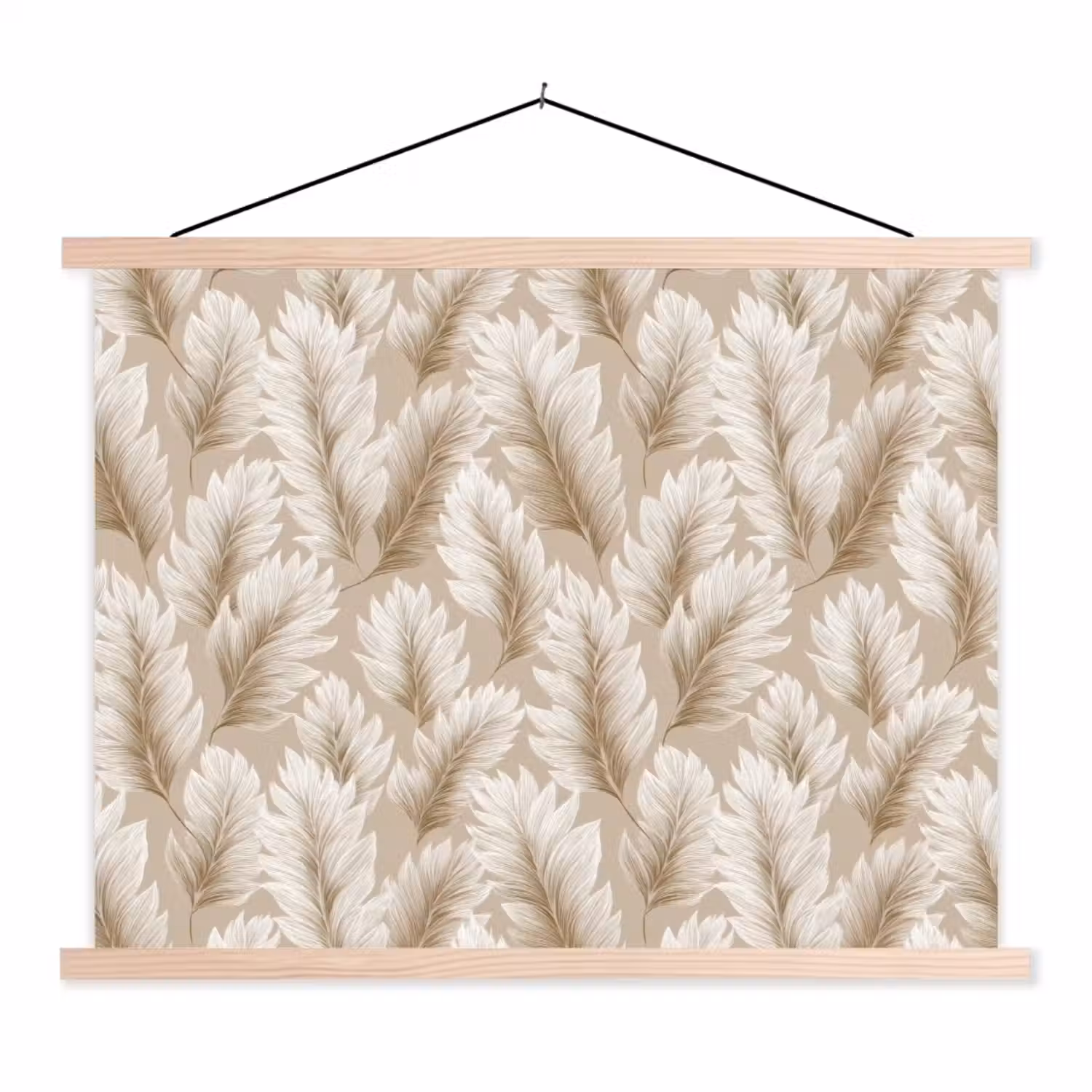 Botanisch - Patroon - Beige textielposter latten blank klein 122 -3d