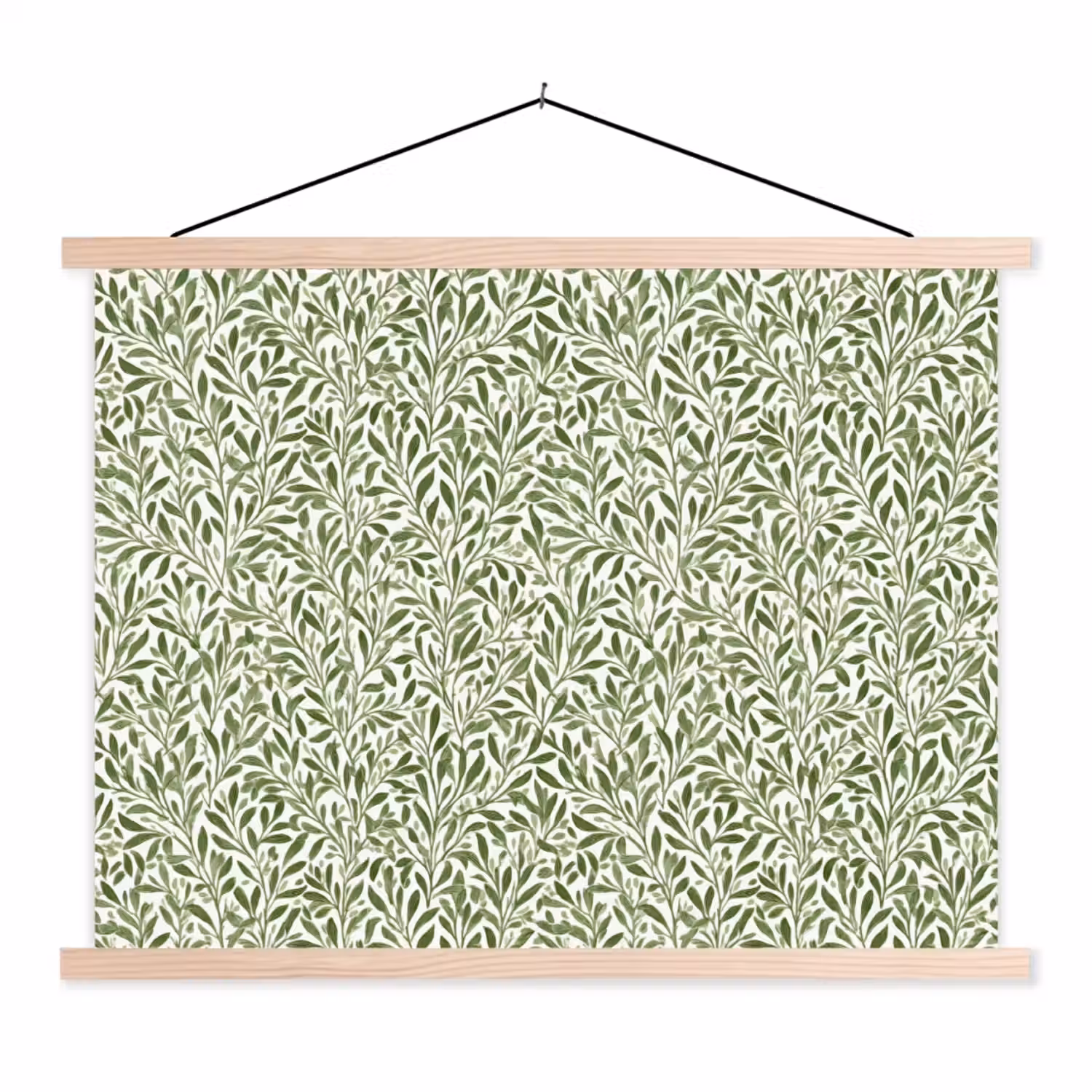 Botanisch - Takken - Groen textielposter latten blank klein 122 -3d