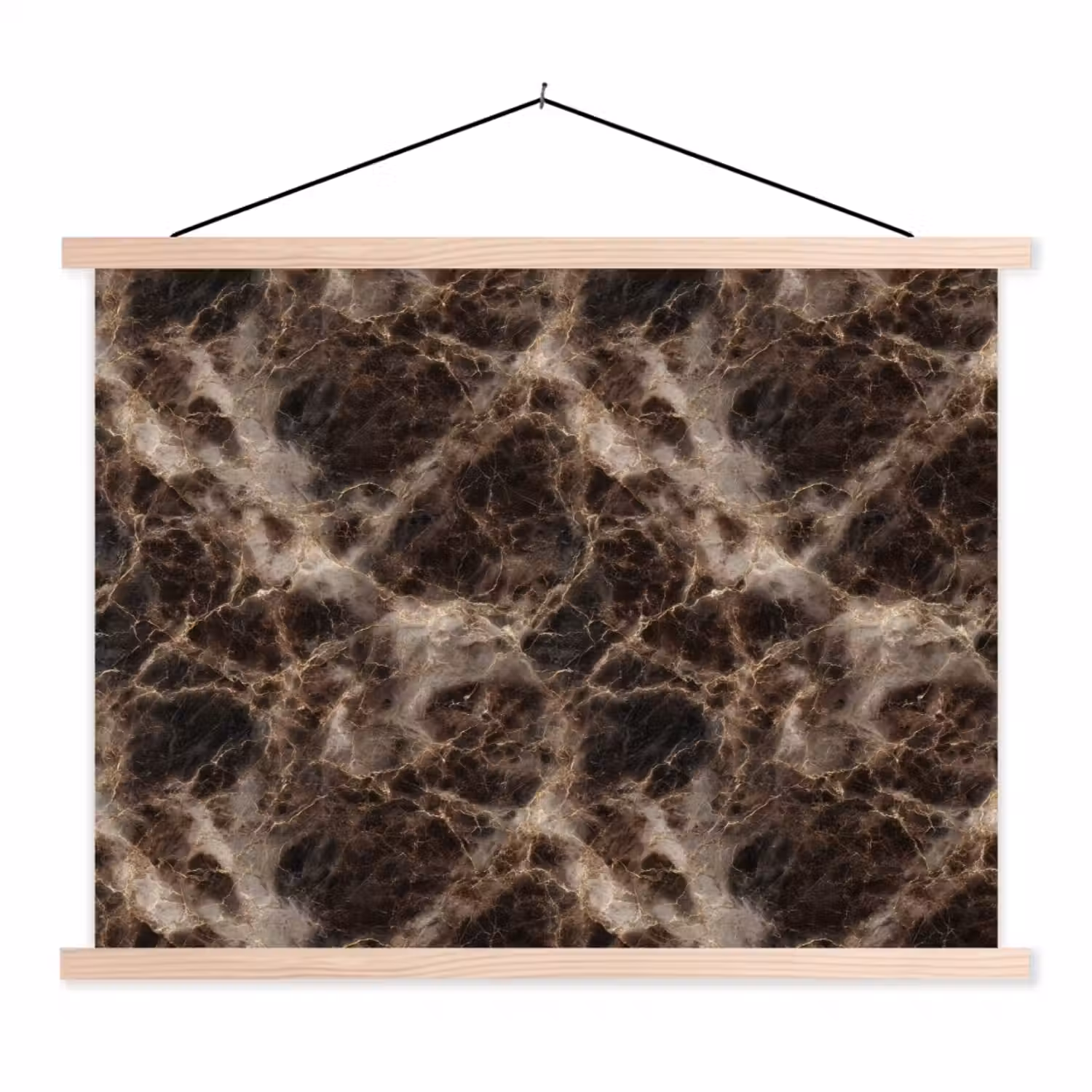 Bruin - Goud - Marmer textielposter latten blank klein 122 -3d