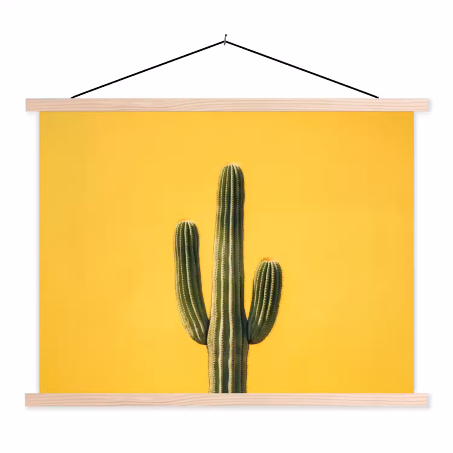 Cactus - Groen - Minimalistisch textielposter latten blank klein -3d