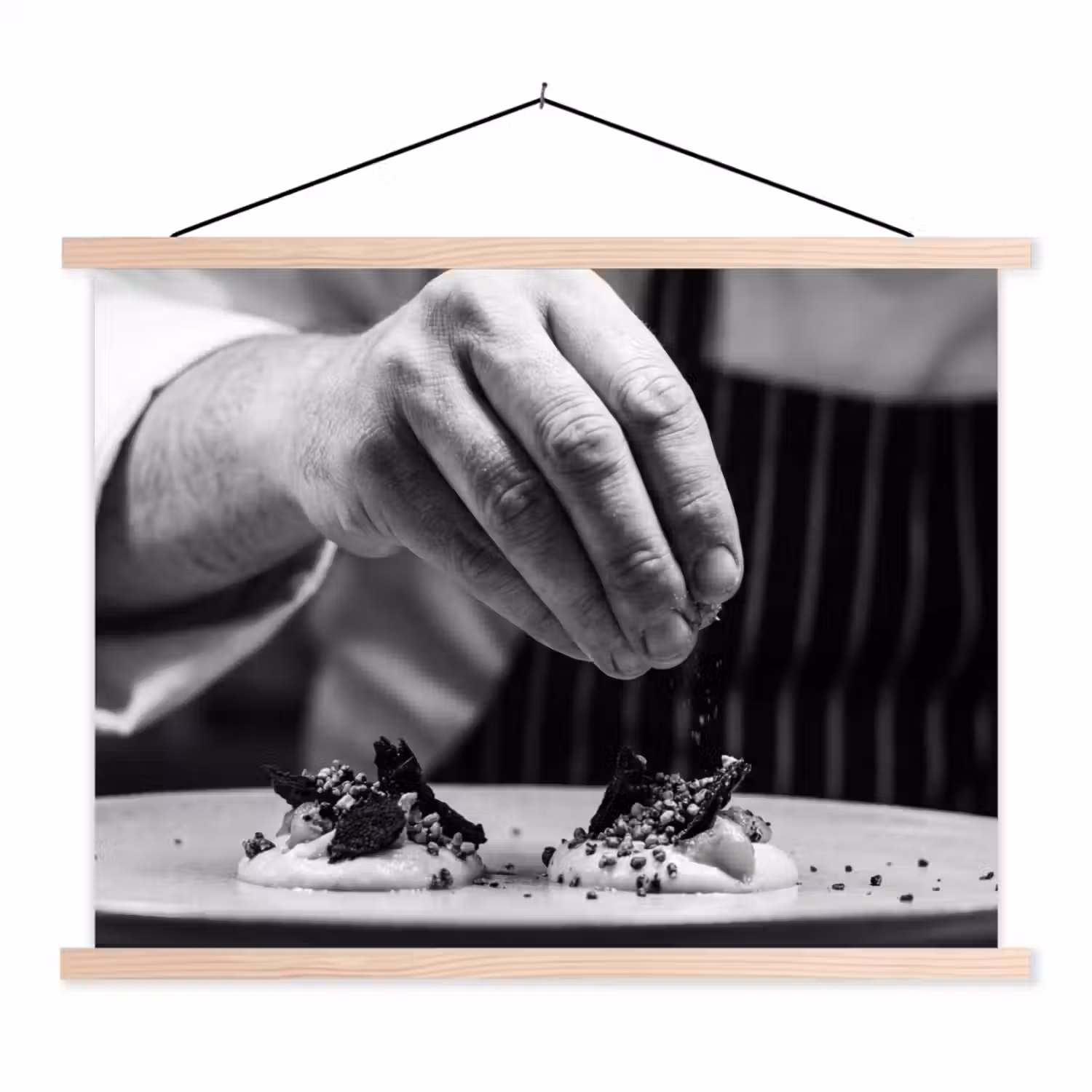 Chef - Garnering - Gerecht textielposter latten blank klein -3d