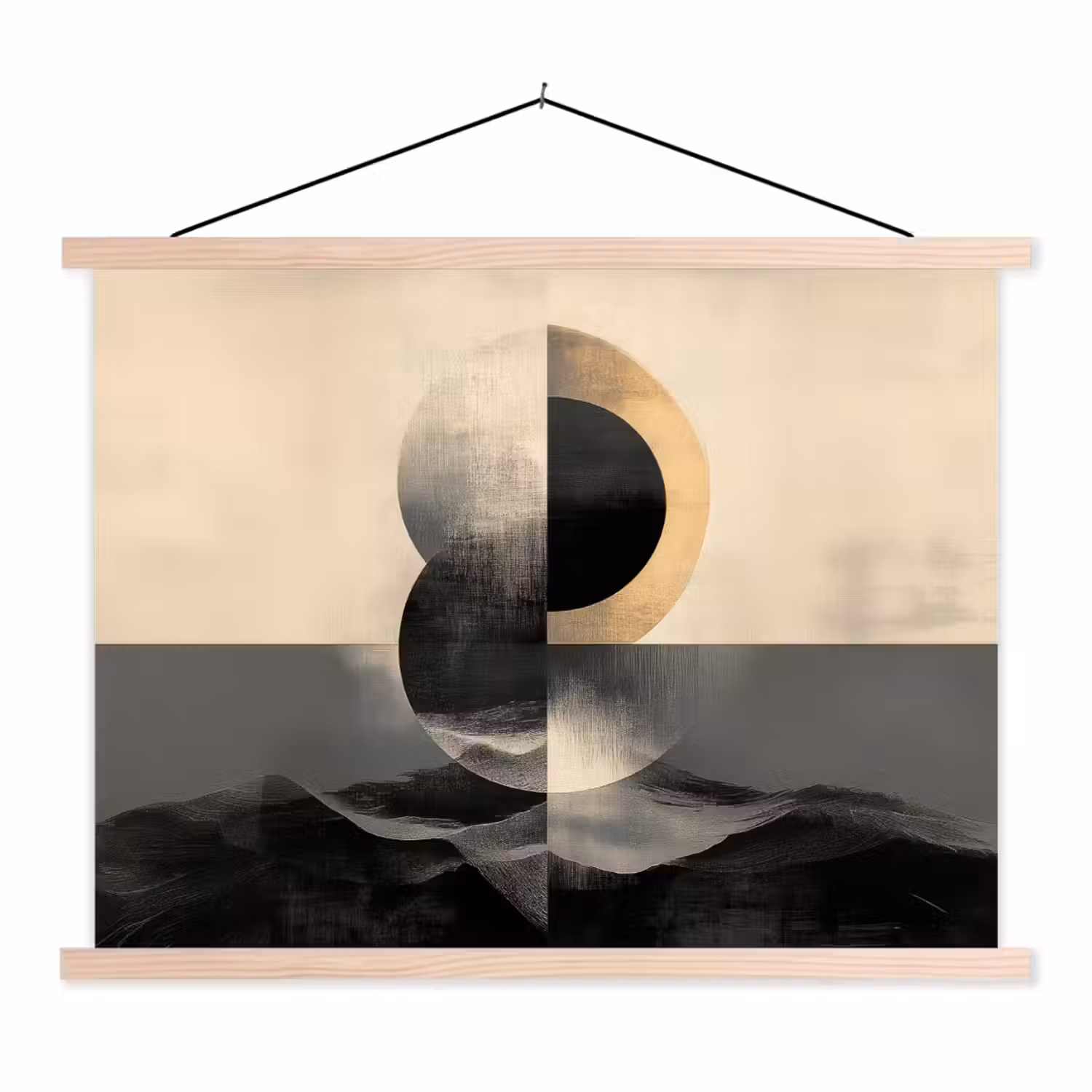 Cirkels - Schaduw - Abstract textielposter latten blank klein -3d