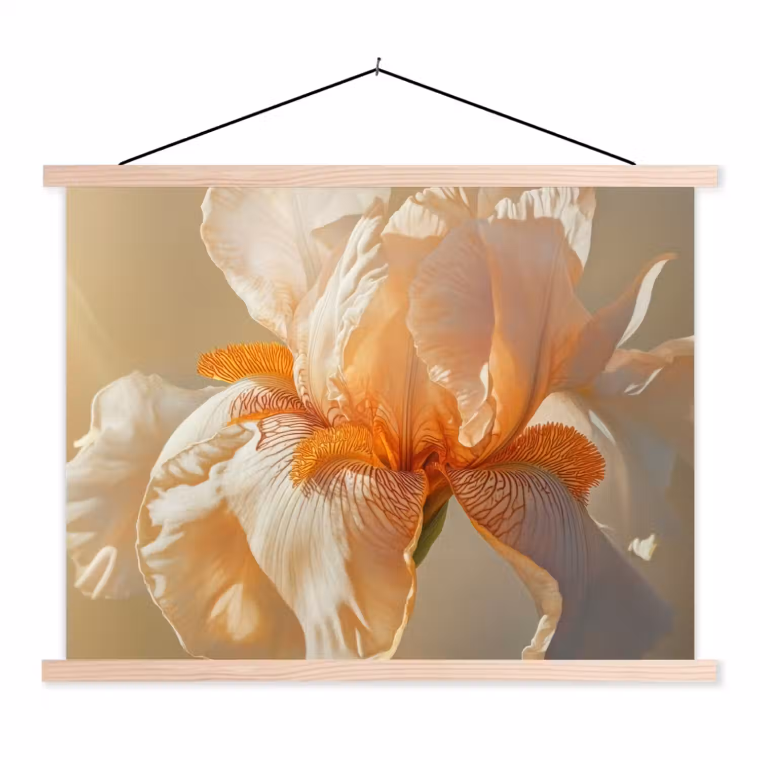 Close up - Oranje - Iris textielposter latten blank klein -3d