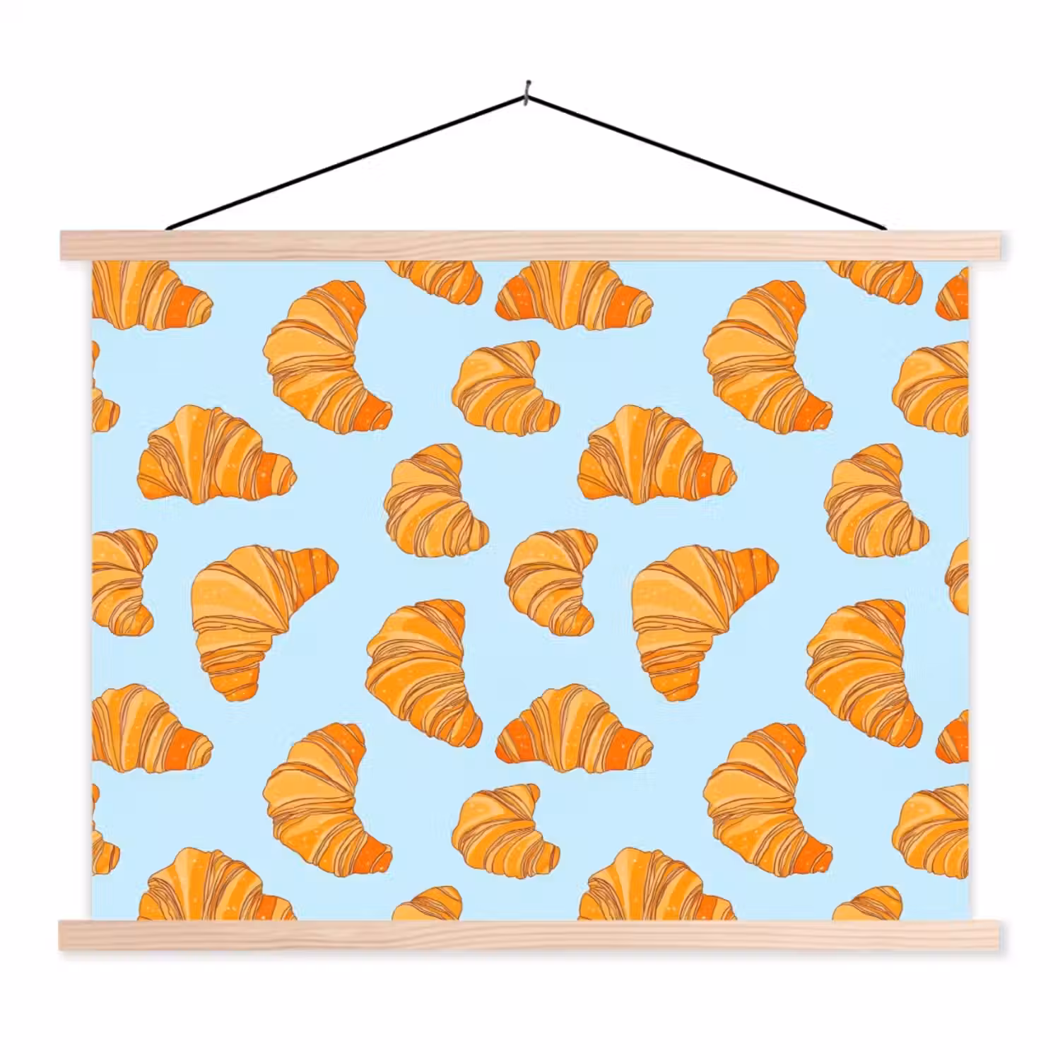 Croissant - Speels - Blauw textielposter latten blank klein 122 -3d