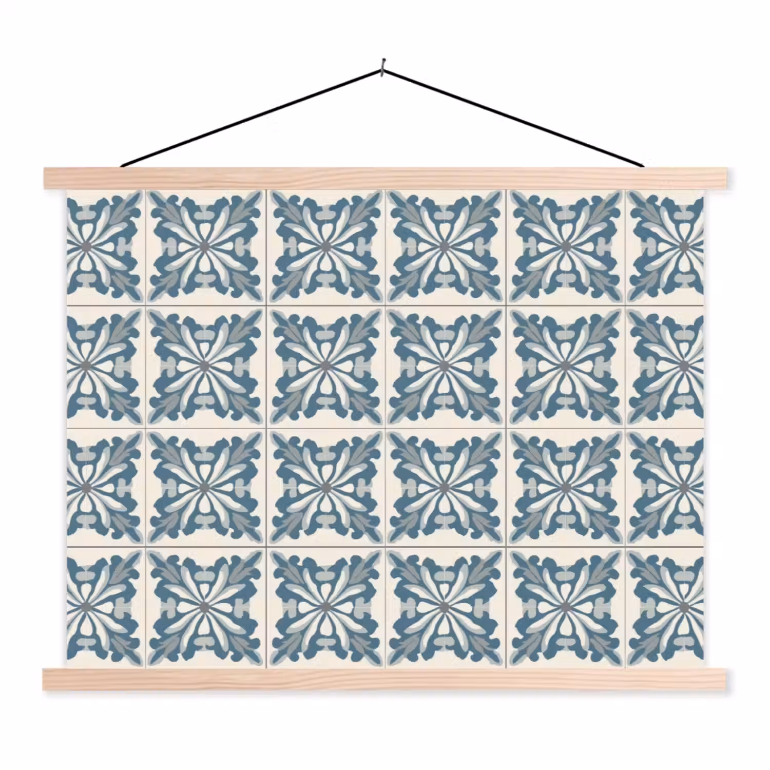Dessin - Tegel - Blauw textielposter latten blank klein 122 -3d