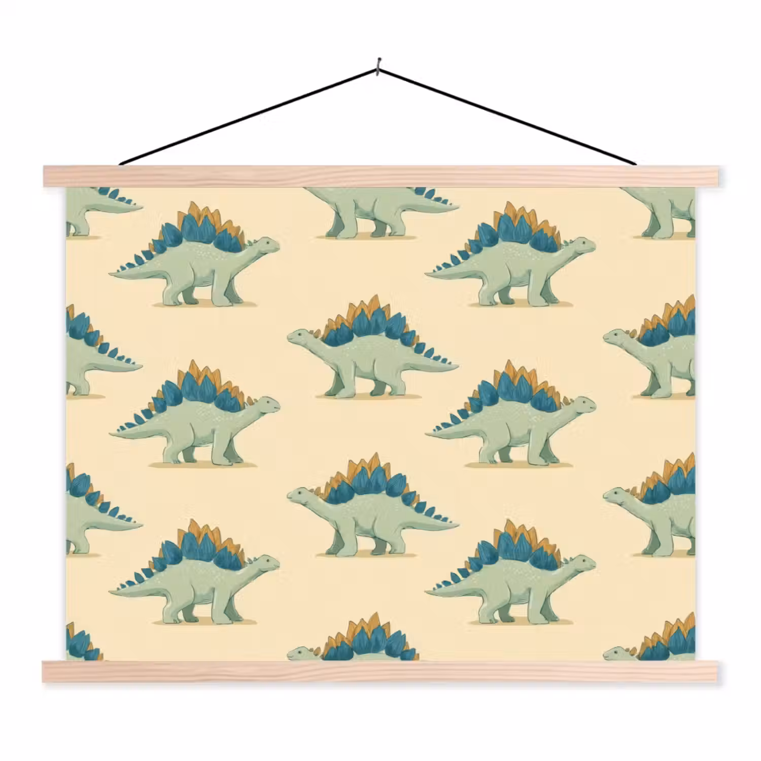 Dino - Patroon - Groen textielposter latten blank klein 122 -3d