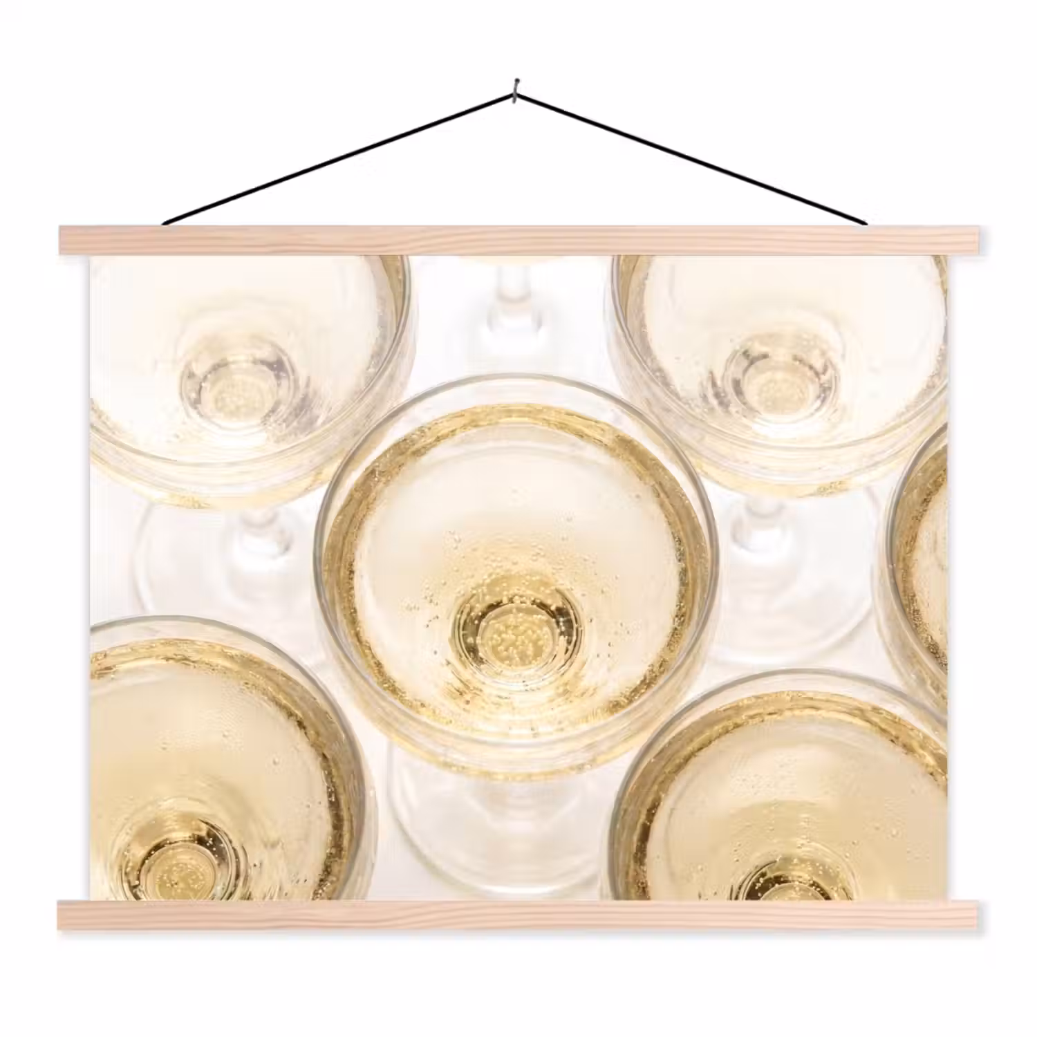 Drank - Glazen - Feest - Goud textielposter latten blank klein -3d