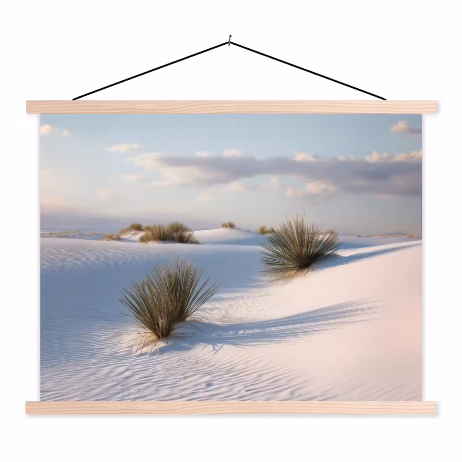 Duinen - Gras - Wolken - Beige textielposter latten blank klein -3d