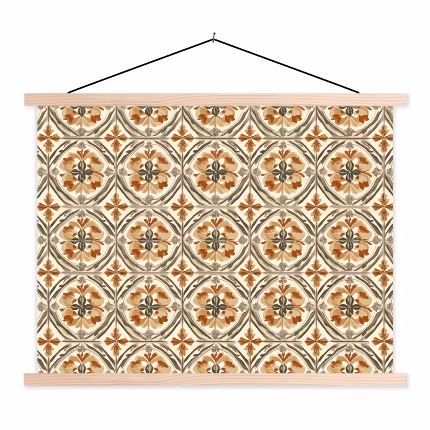 Elegant - Antiek - Kleurrijk textielposter latten blank klein 122 -3d