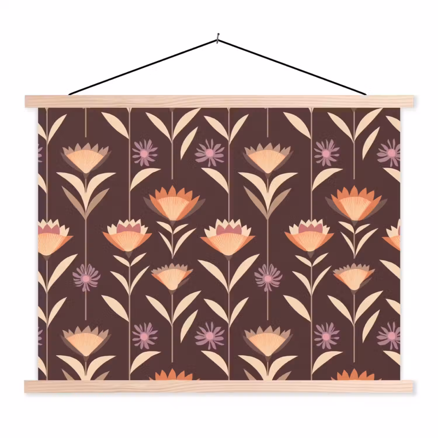 Elegant - Retro - Bruin textielposter latten blank klein 122 -3d