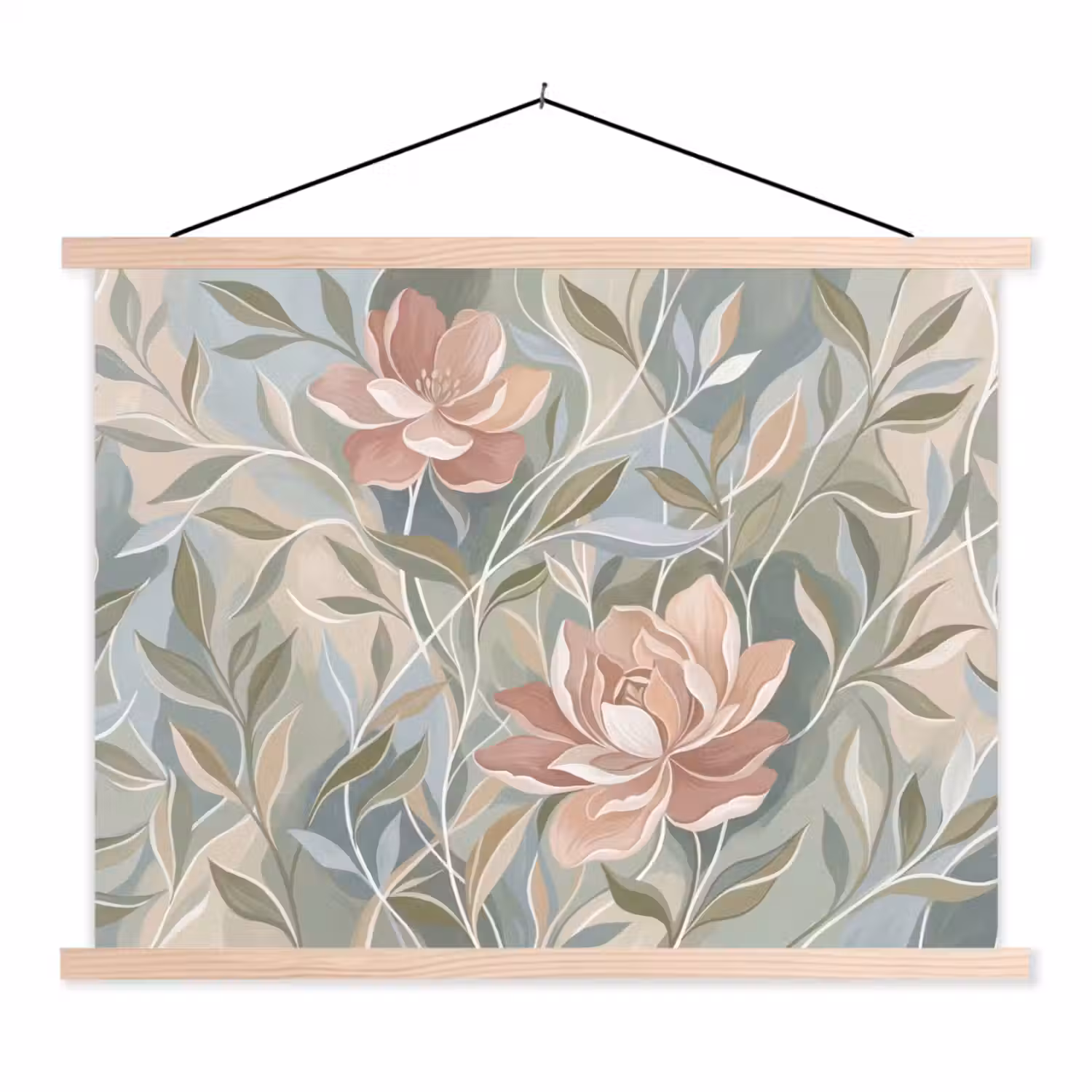 Elegant - Romantiek - Roze textielposter latten blank klein -3d