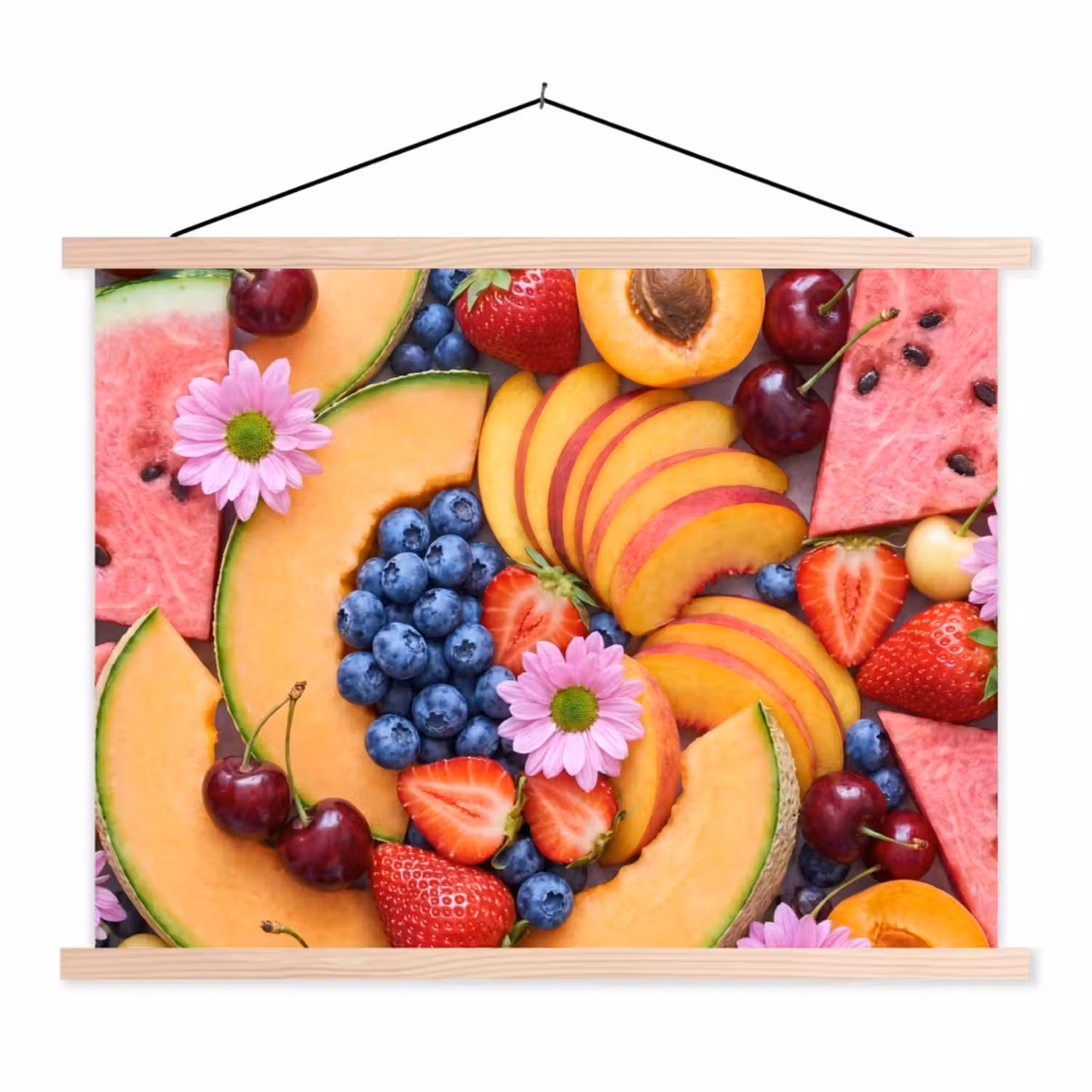 Eten - Fruit - Zomer - Kleurrijk textielposter latten blank klein -3d