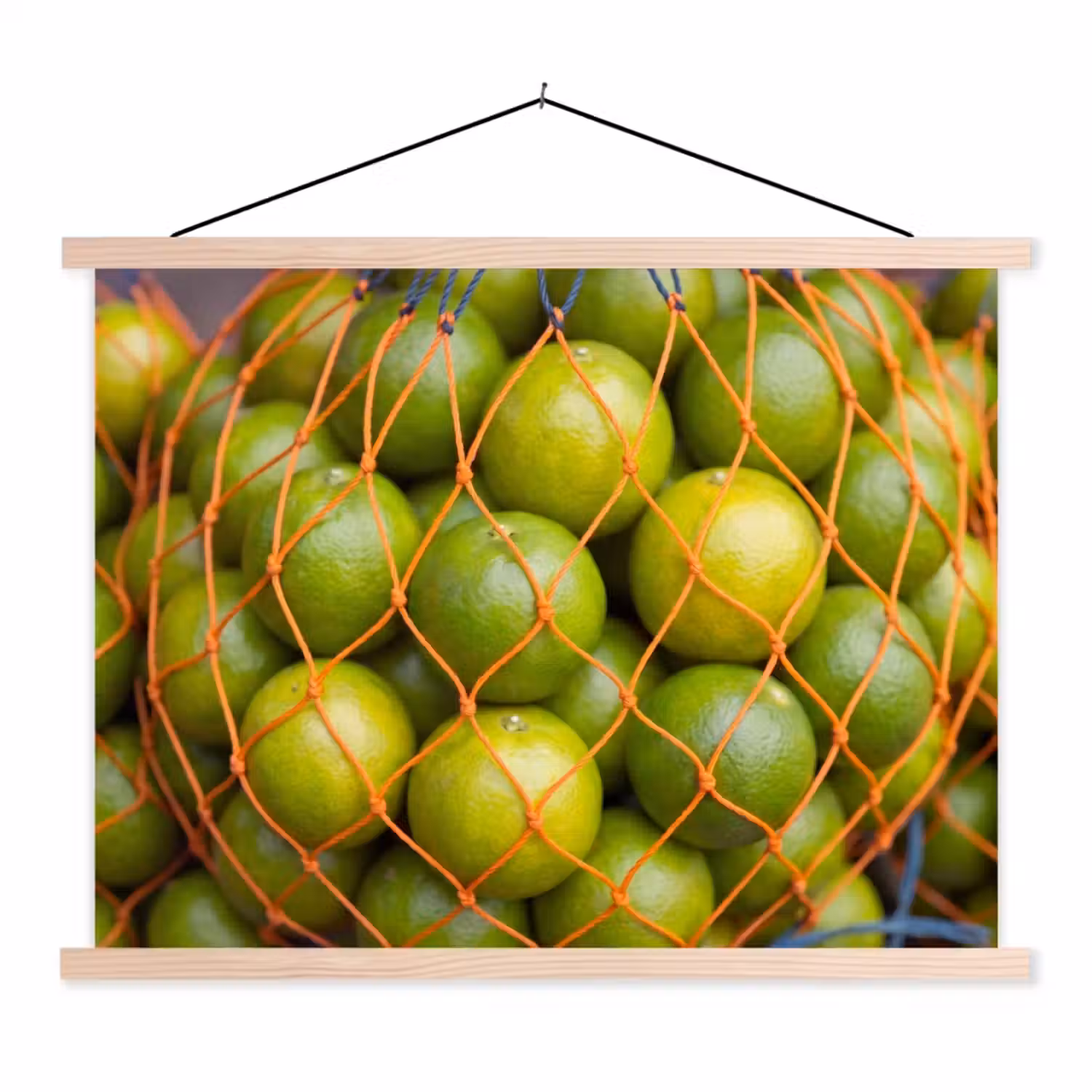 Eten - Net - Groen - Markt textielposter latten blank klein -3d