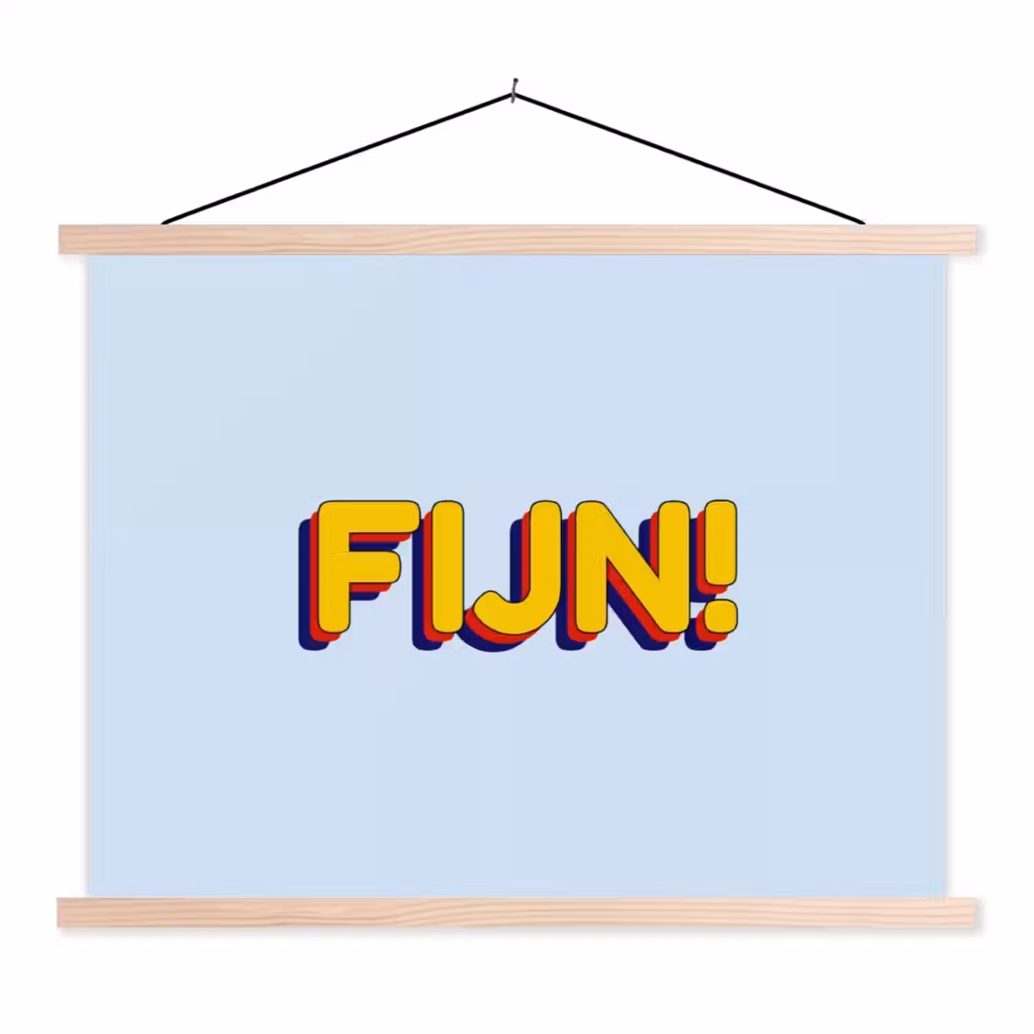 Fijn - Geel - Oranje textielposter latten blank klein -3d