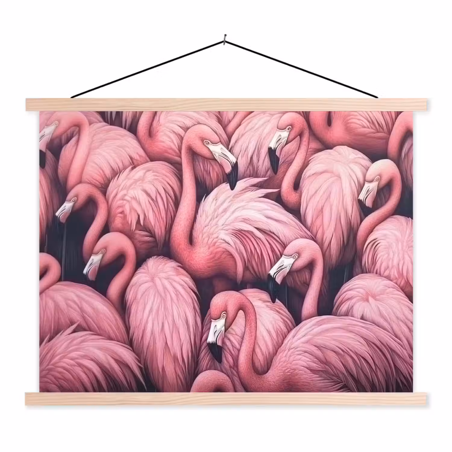 Flamingo - Roze - Dieren textielposter latten blank klein -3d