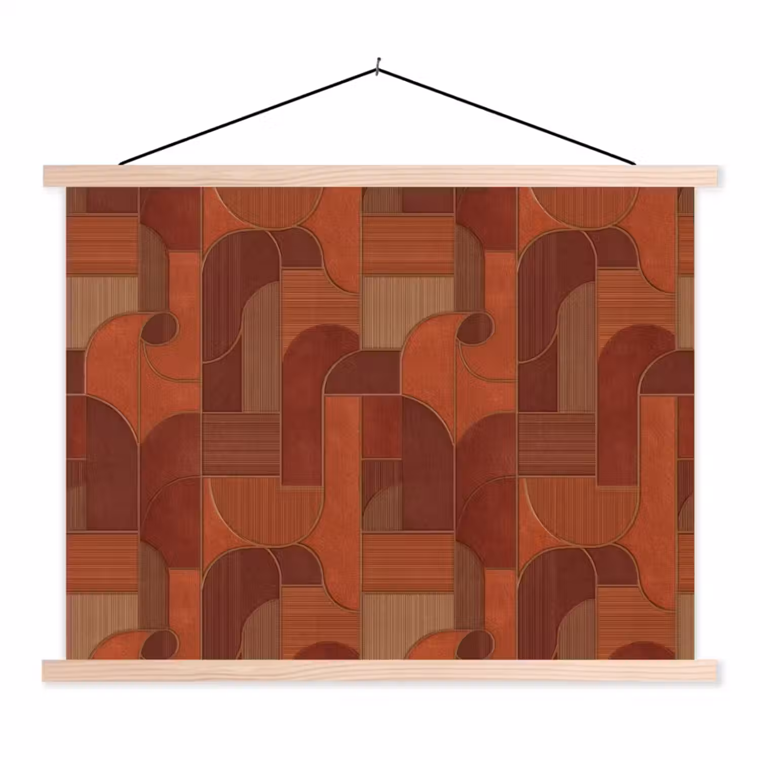 Geometrisch - Abstract - Textuur - Bruin textielposter latten blank klein 122 -3d