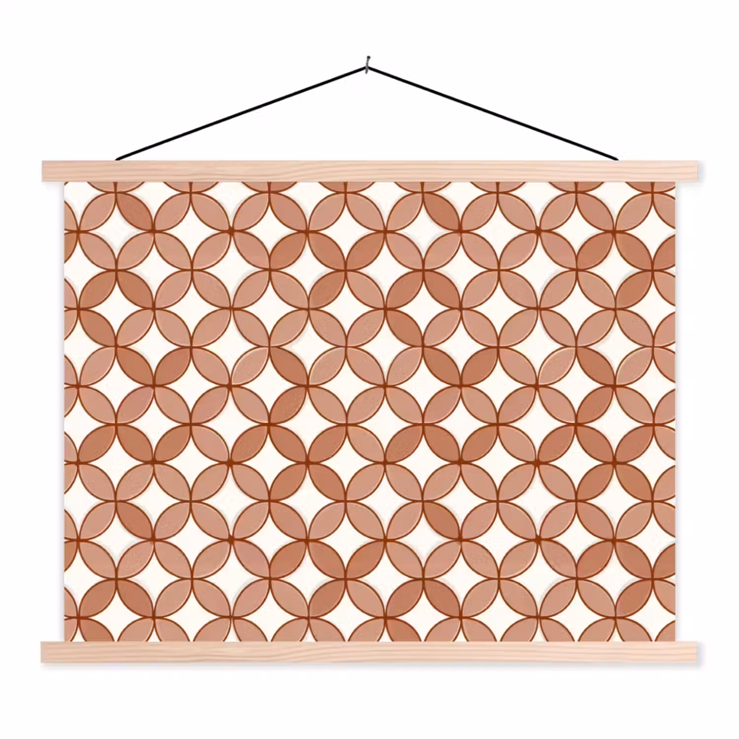 Geometrisch - Cirkels - Modern - Terracotta textielposter latten blank klein 122 -3d