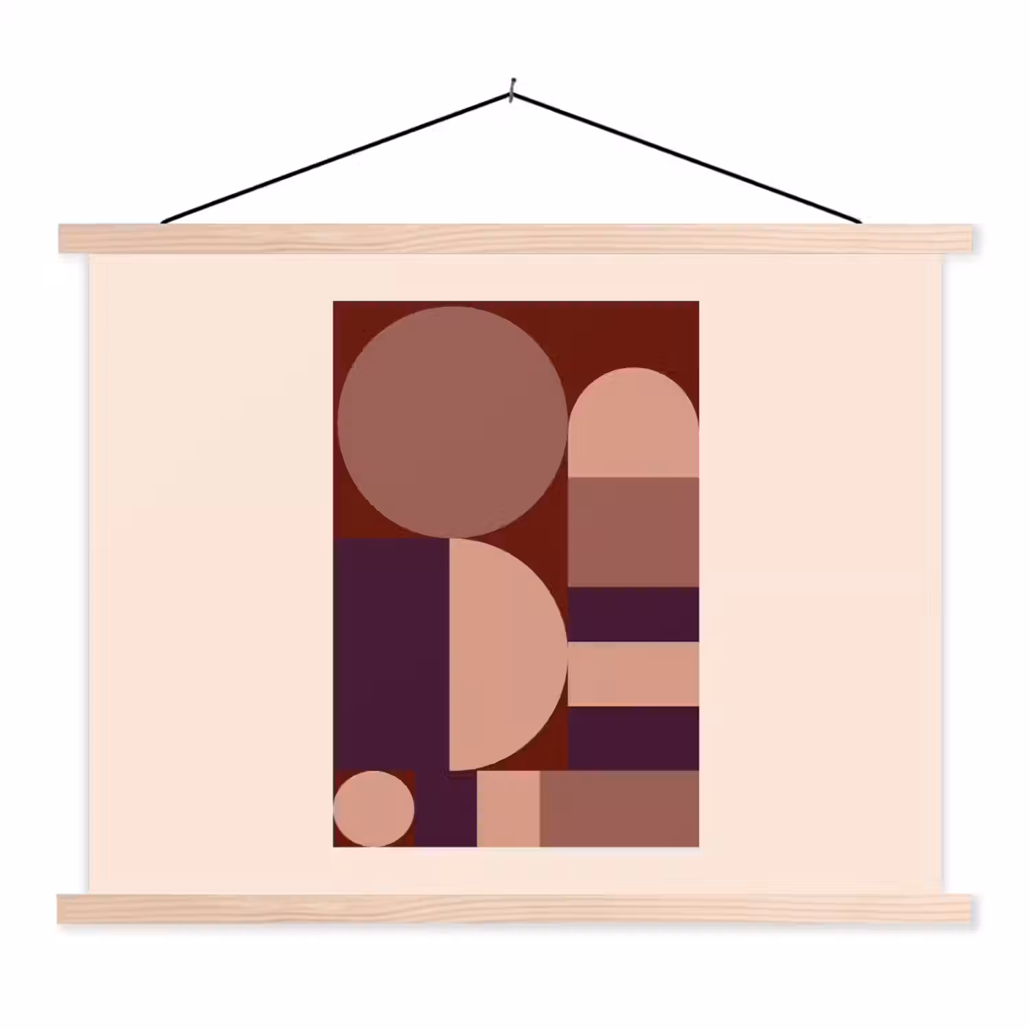 Geometrisch - Cirkels - Rood textielposter latten blank klein -3d