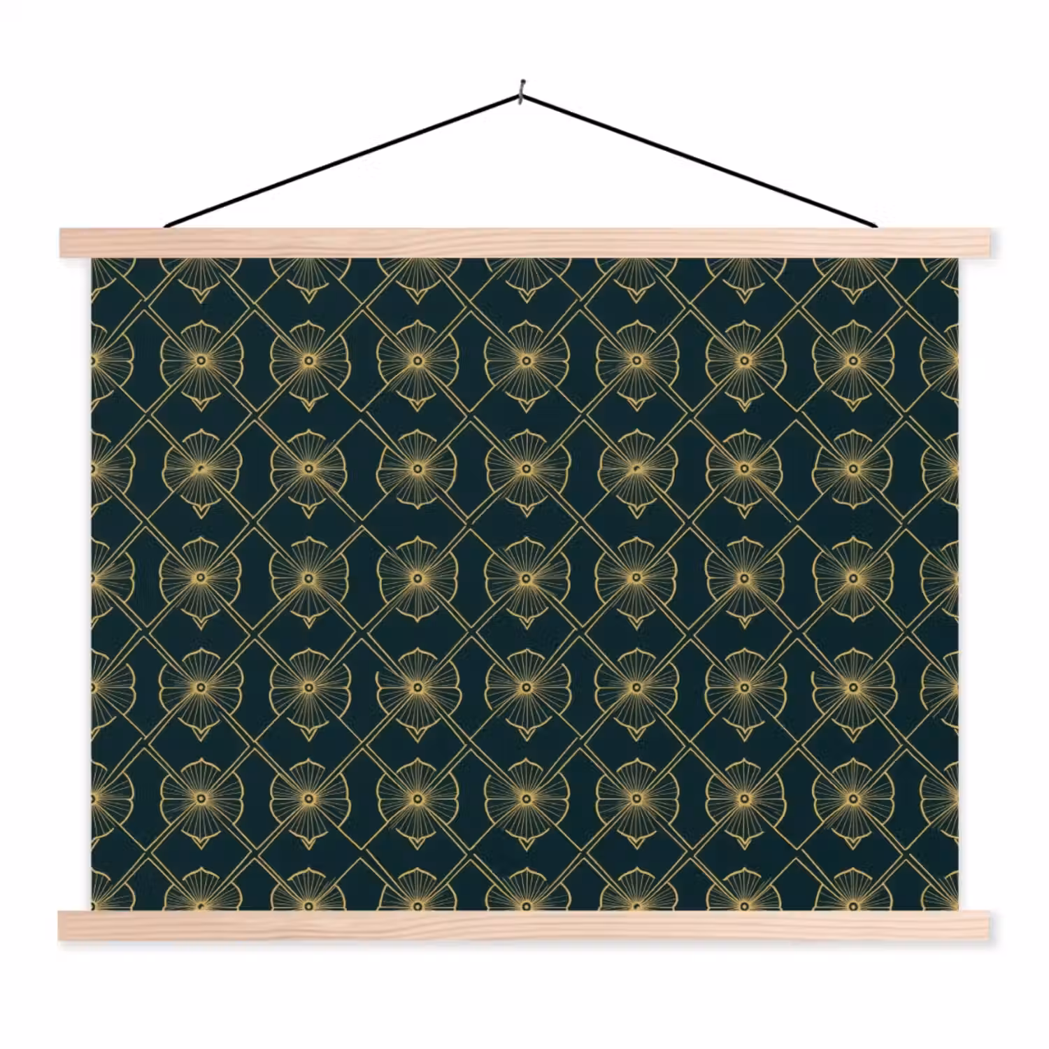 Geometrisch - Elegant - Groen textielposter latten blank klein 122 -3d