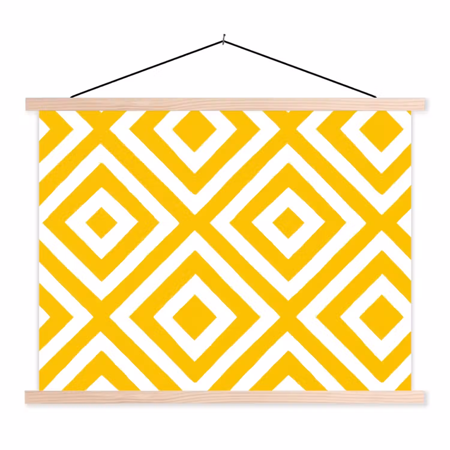 Geometrisch - Lijnen - Modern - Geel - Wit textielposter latten blank klein 122 -3d