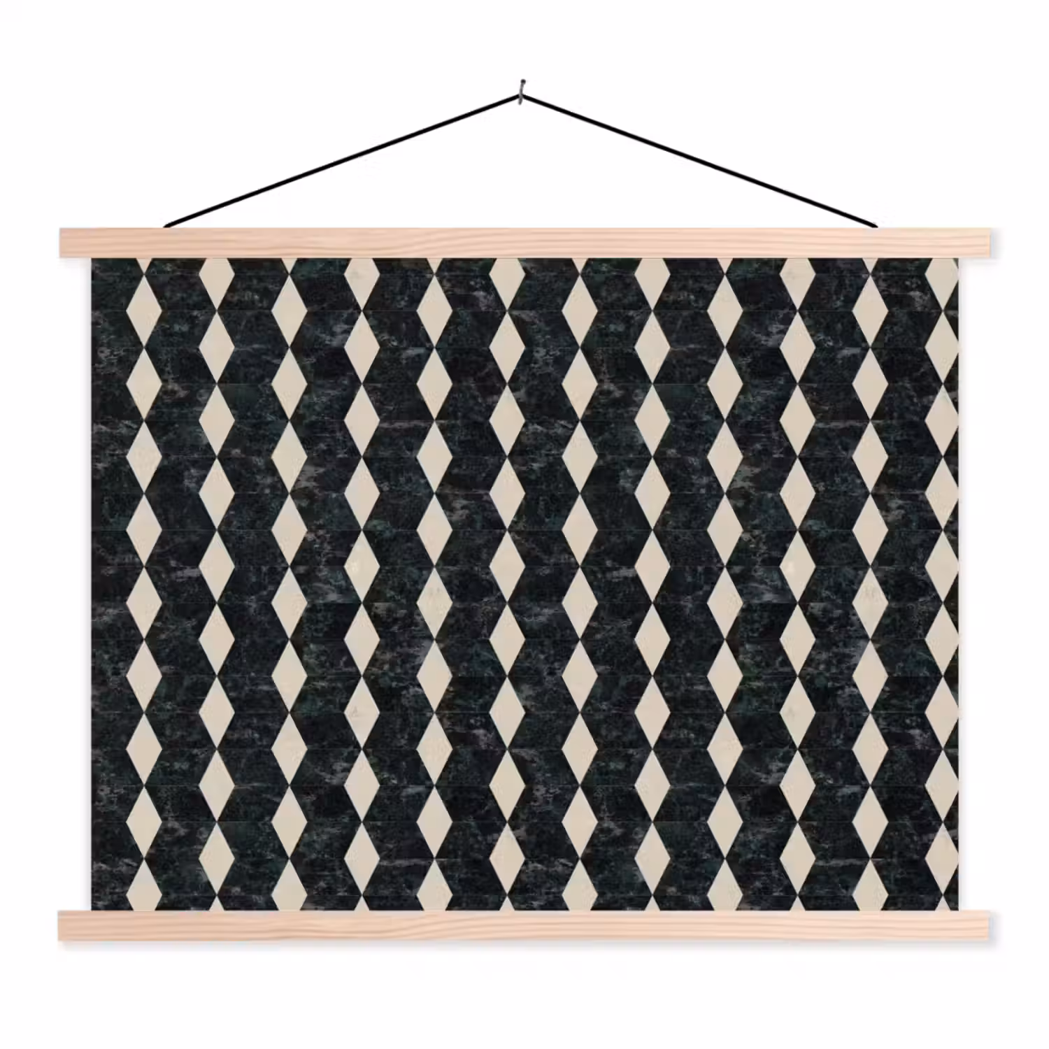 Geometrisch - Patroon - Marmer - Groen textielposter latten blank klein 122 -3d