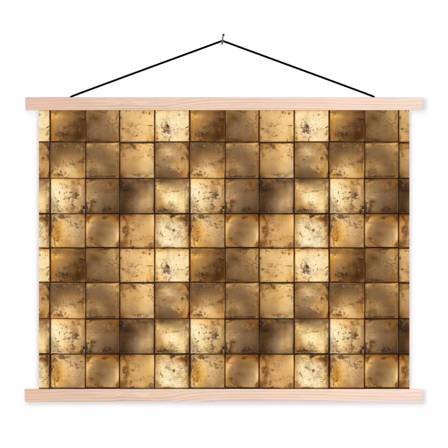 Geometrisch - Tegels - Goud textielposter latten blank klein 122 -3d