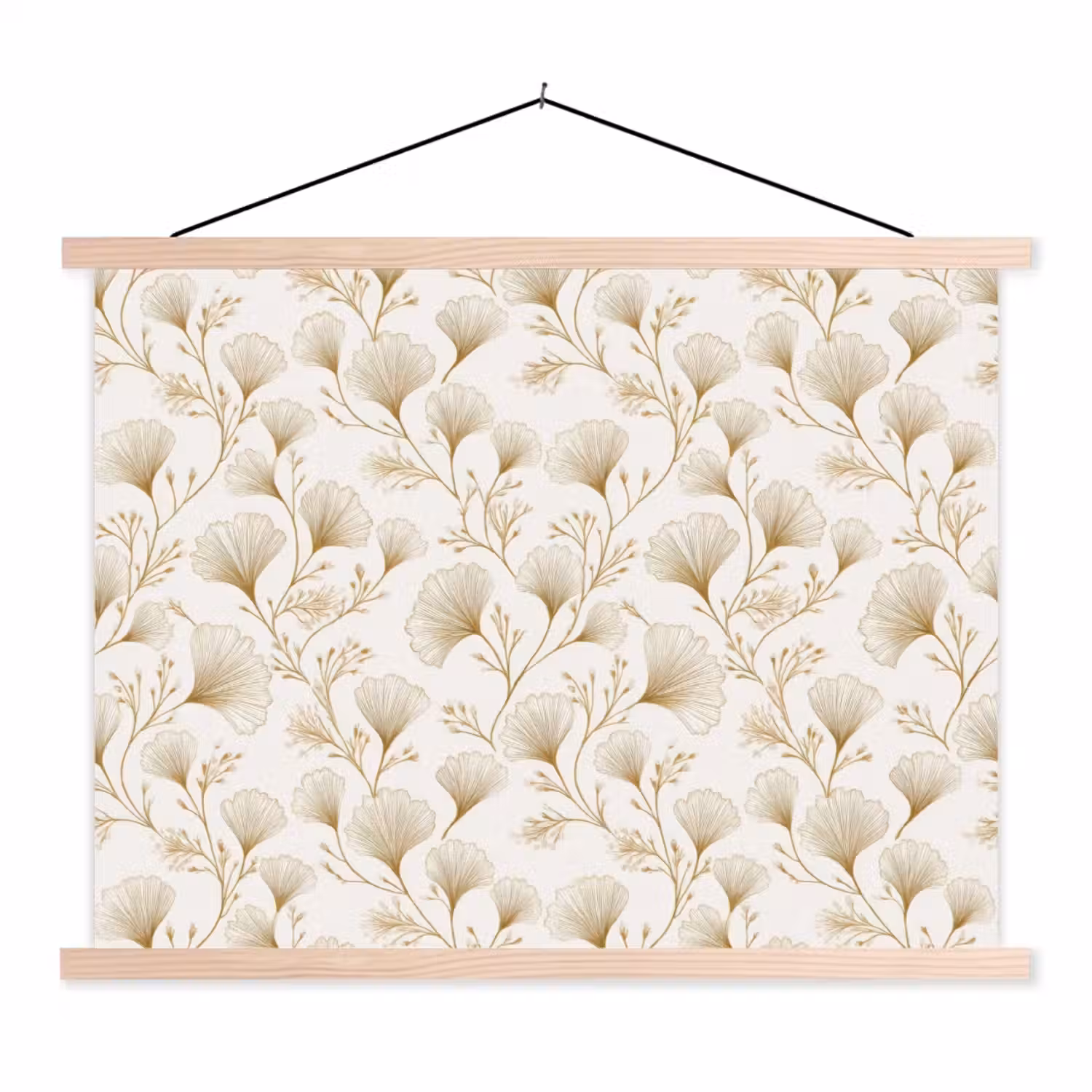Ginkgo - Takken - Goud textielposter latten blank klein 122 -3d