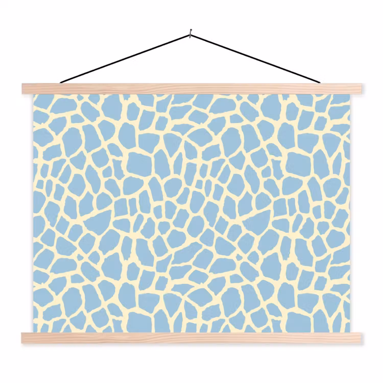 Giraf - Modern - Blauw textielposter latten blank klein 122 -3d
