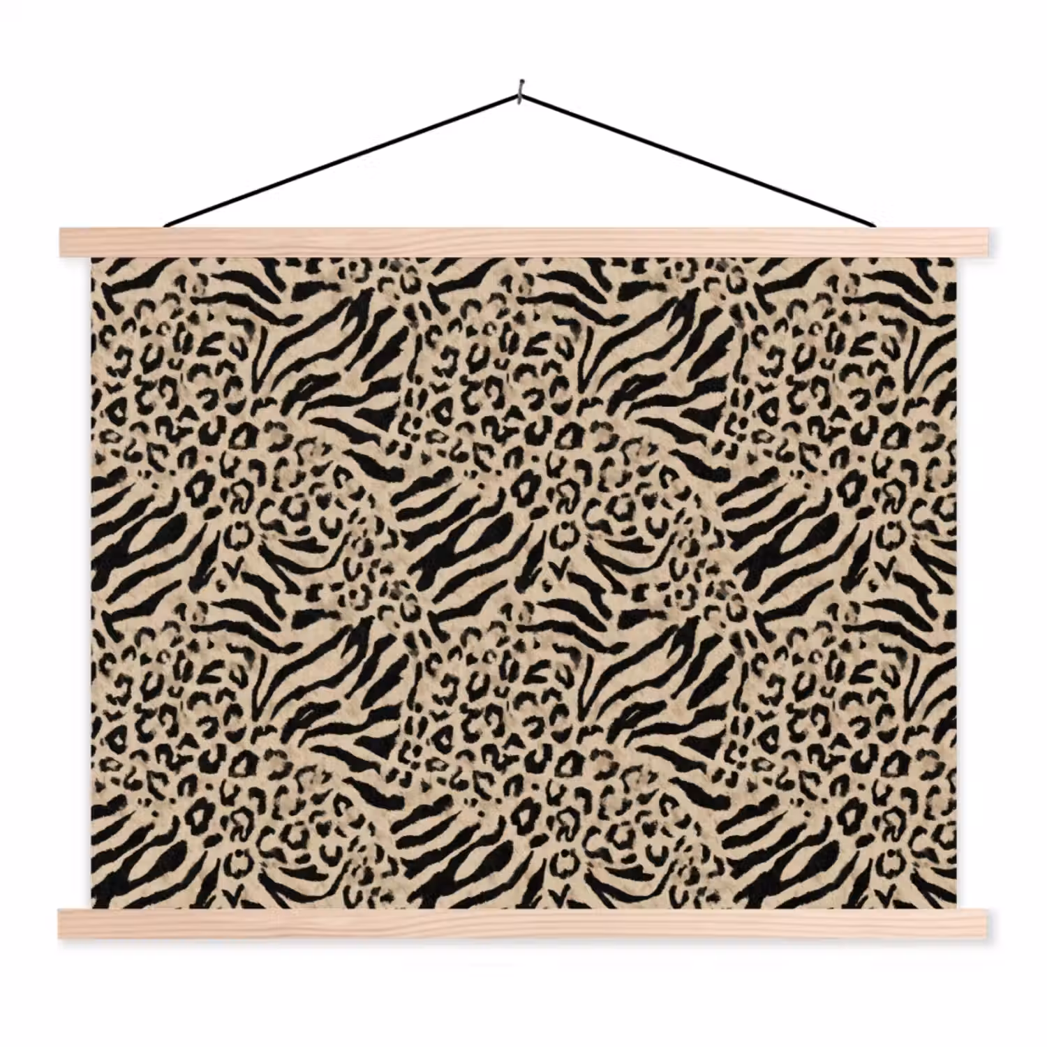 Giraf - Zebra - Motief - Bruin textielposter latten blank klein 122 -3d