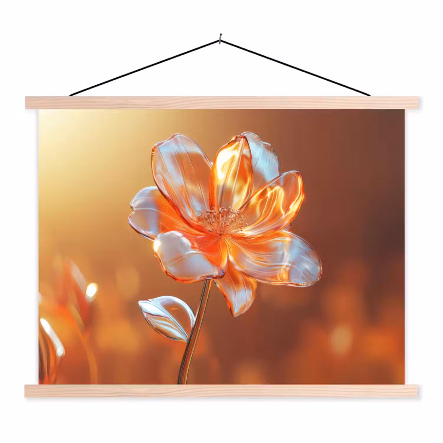 Glazen - Bloem - Zonlicht textielposter latten blank klein -3d