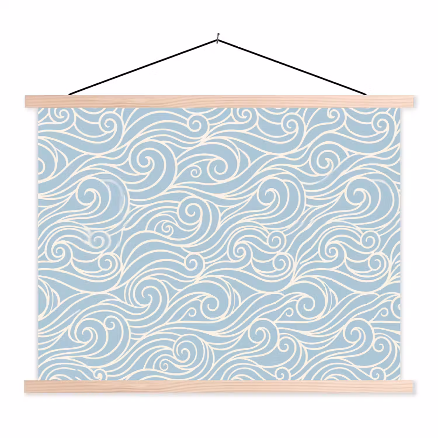 Golf - Abstract - Natuur - Modern - Blauw textielposter latten blank klein -3d