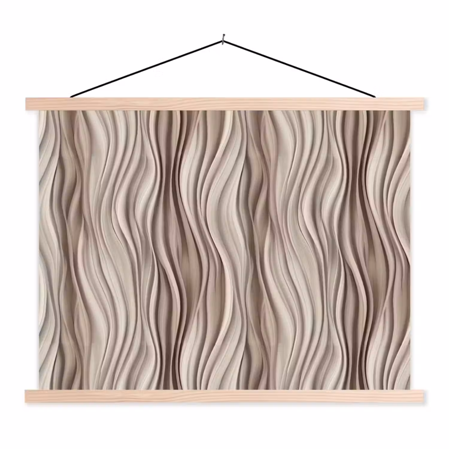 Golven - 3D - Crème textielposter latten blank klein 122 -3d