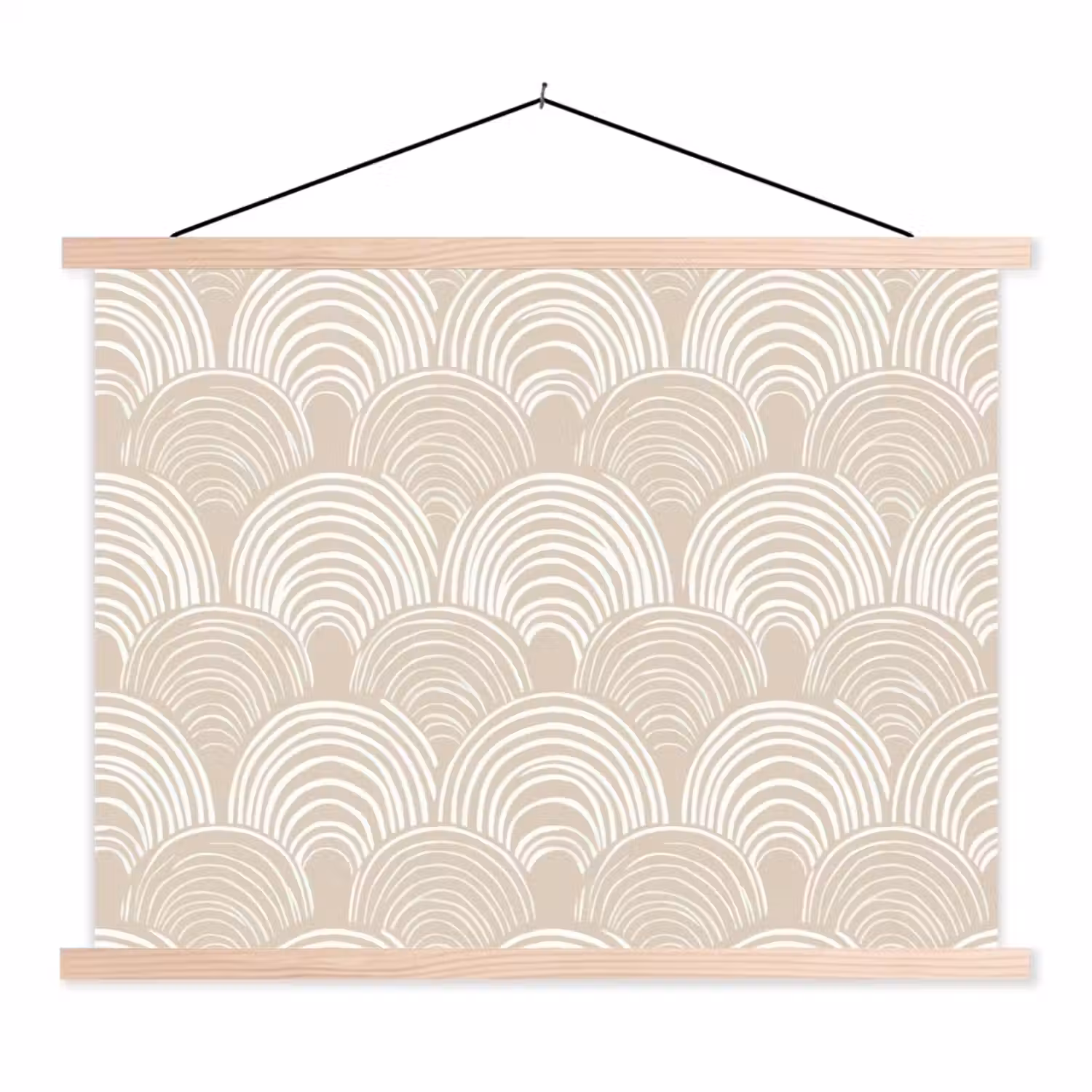 Golven - Structuur - Beige textielposter latten blank klein 122 -3d