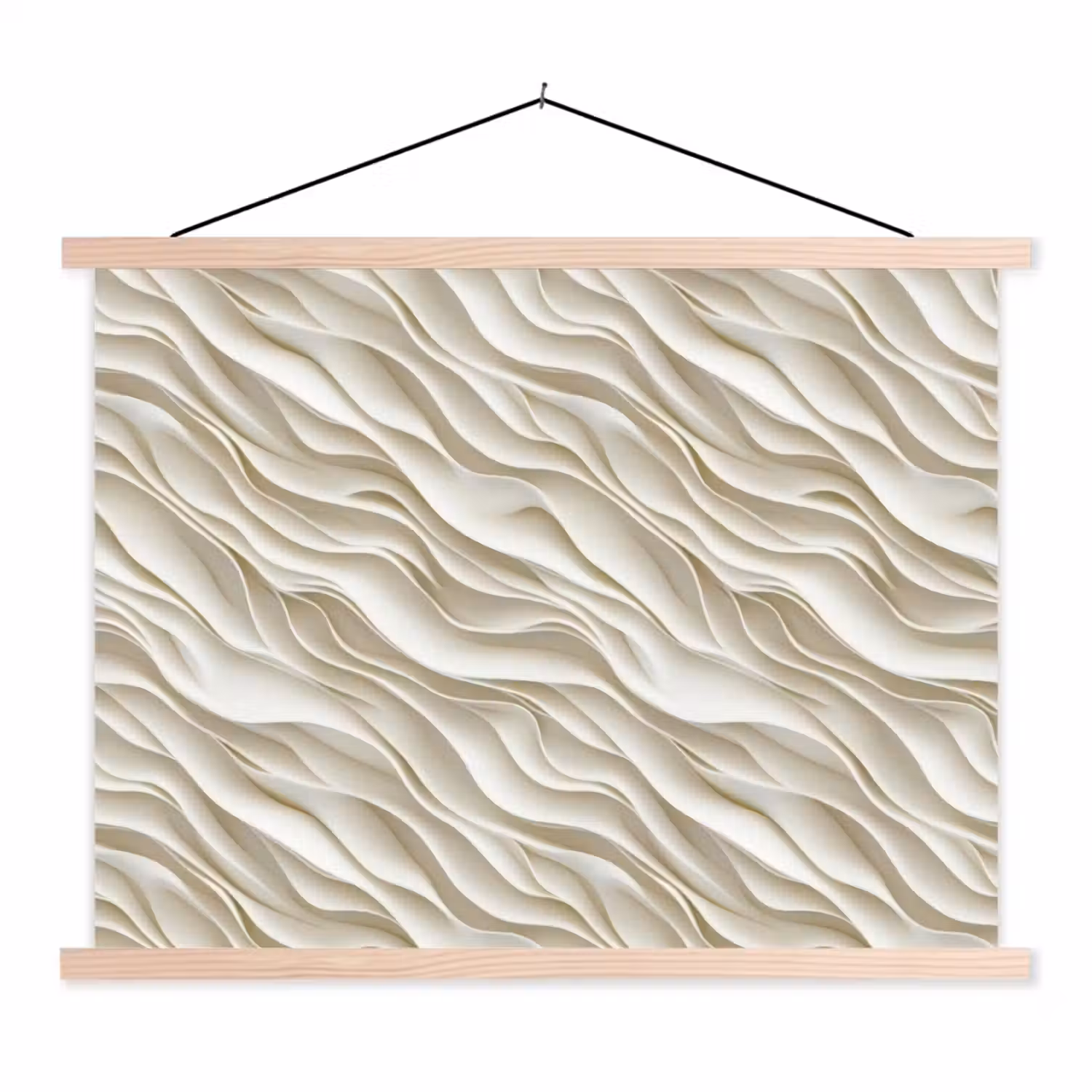 Golven - Wit - Minimalistisch textielposter latten blank klein 122 -3d