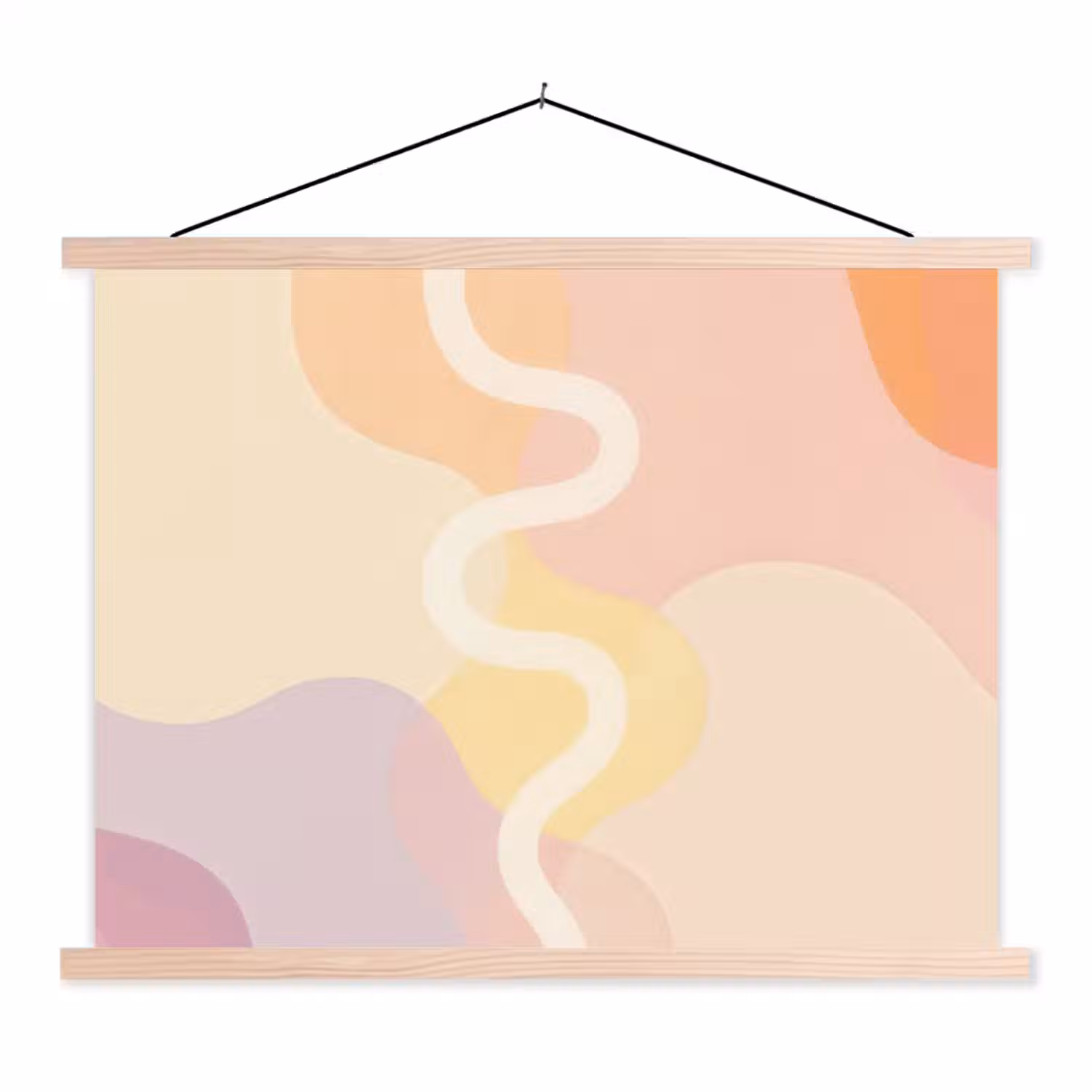 Golvende vormen - Abstract - pastel textielposter latten blank klein -3d
